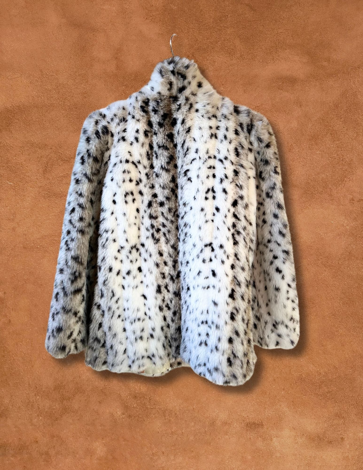 Vintage 80s Faux Fur Snow Leopard Jacket