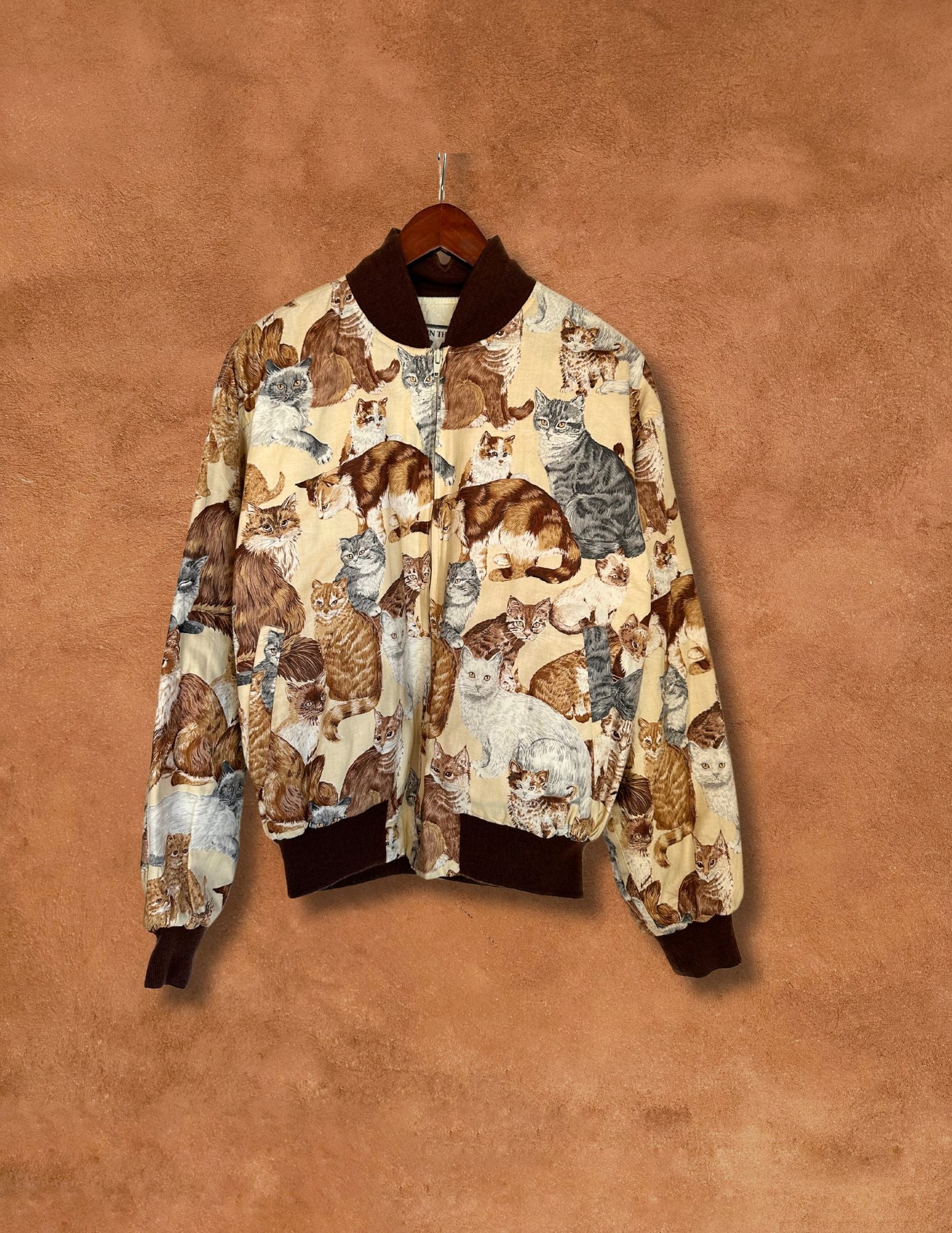 CAT LADY Vintage Handmade 80s Cat Bomber Jacket