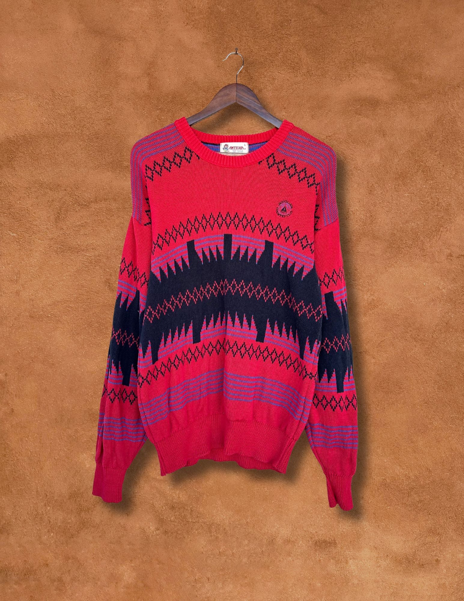 Vintage 80s Geo Print Ski Sweater