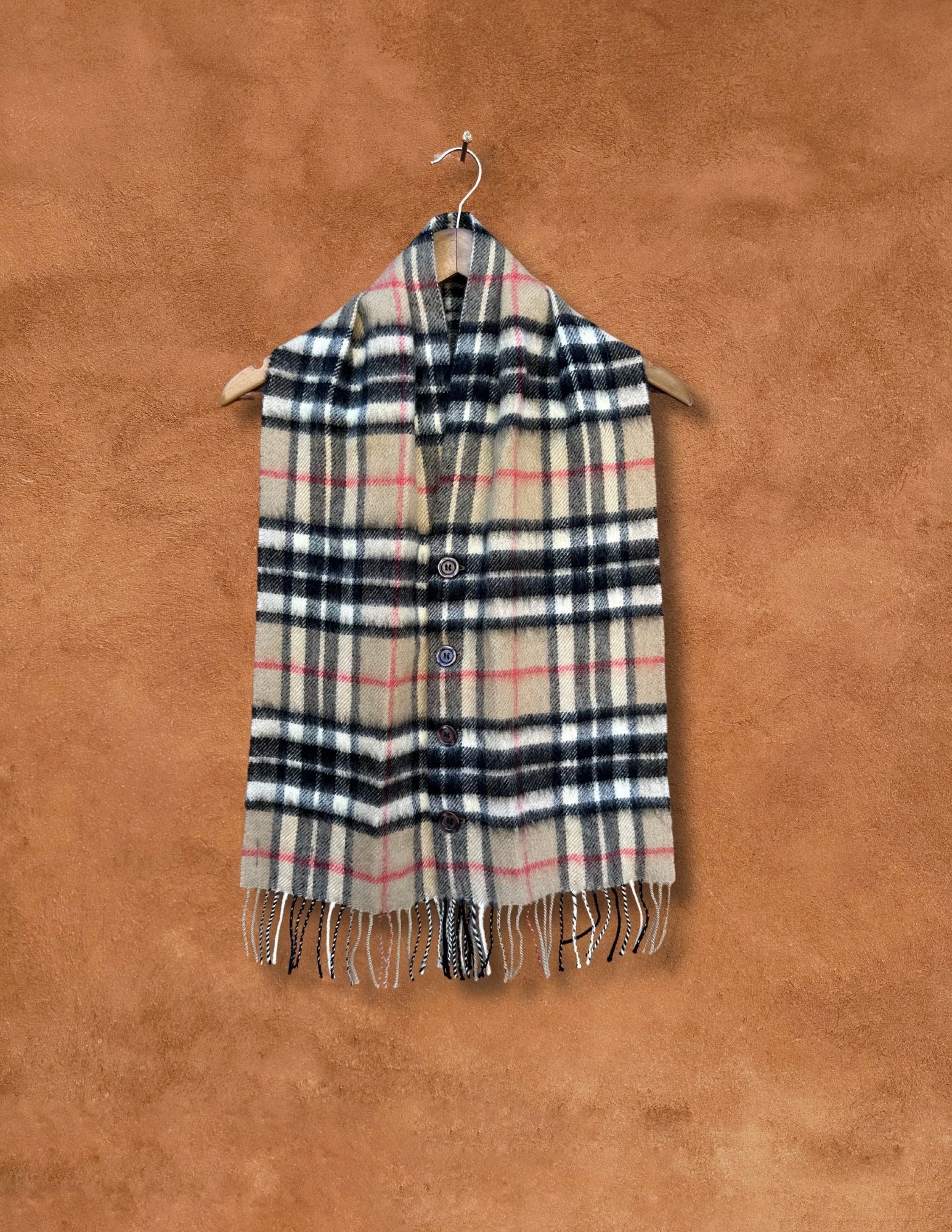 Vintage Scottish Tartan Button-up Scarf