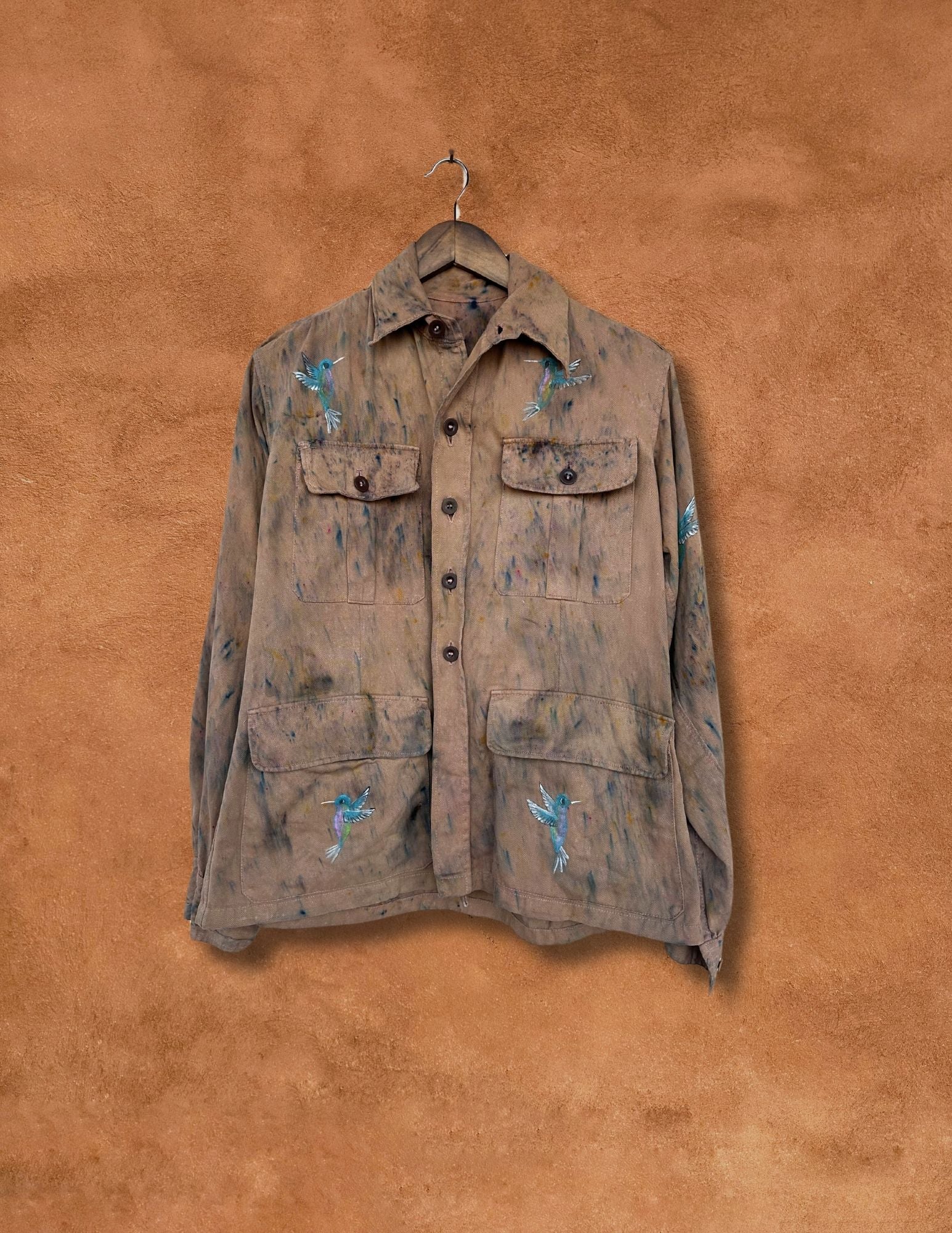 Upcycled Vintage Military (Dá’itii’hi’) Jacket Handpainted by Emily Jacket