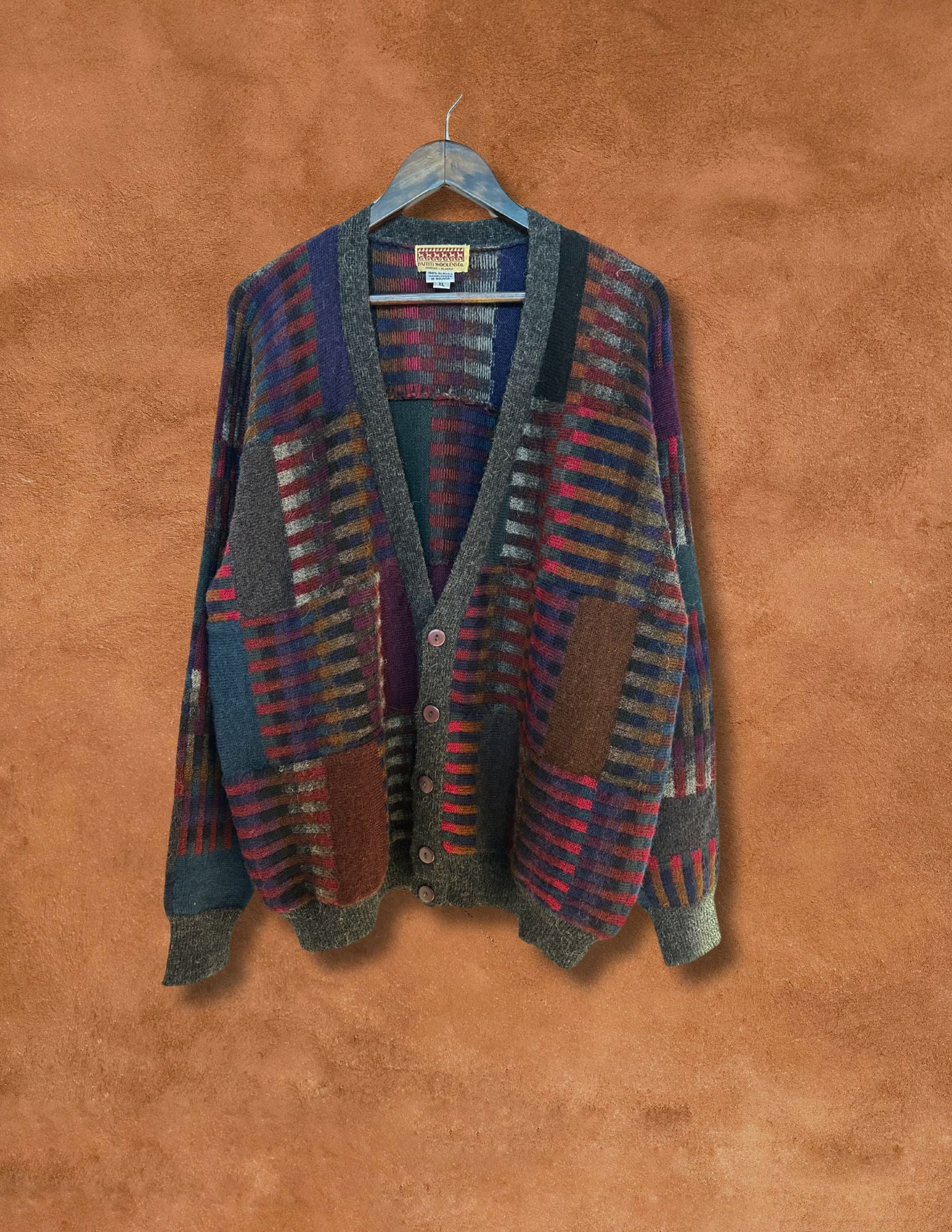 Vintage Technicolor Alpaca Cardigan