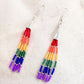 Navajo Made Beaded Rainbow Earrings  2-3/8" Length