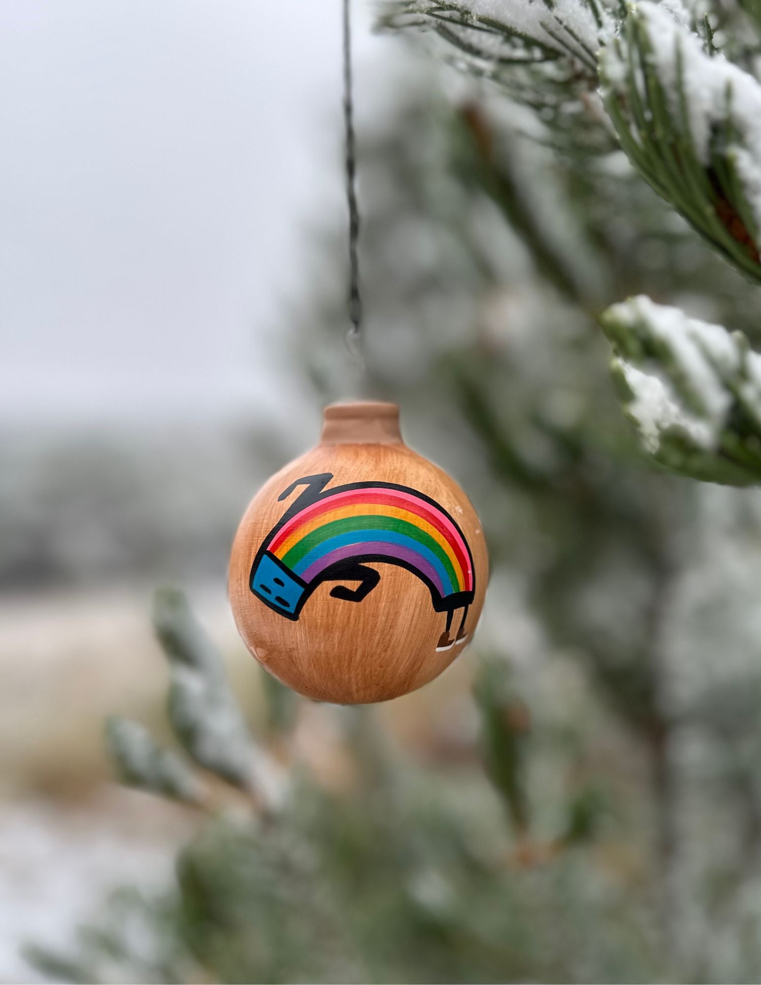 Navajo Made Handpainted Clay Ornaments-Yeii’bí’cheíí Nástíí’liid(Rainbow Spirit)