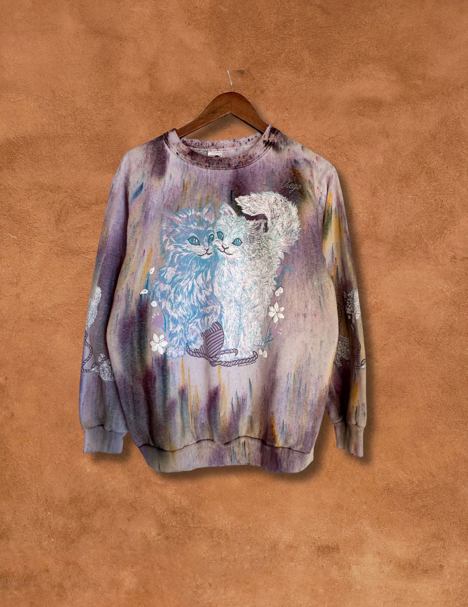 CAT LADY Upcycled Vintage 80s Cat Sweatshirt