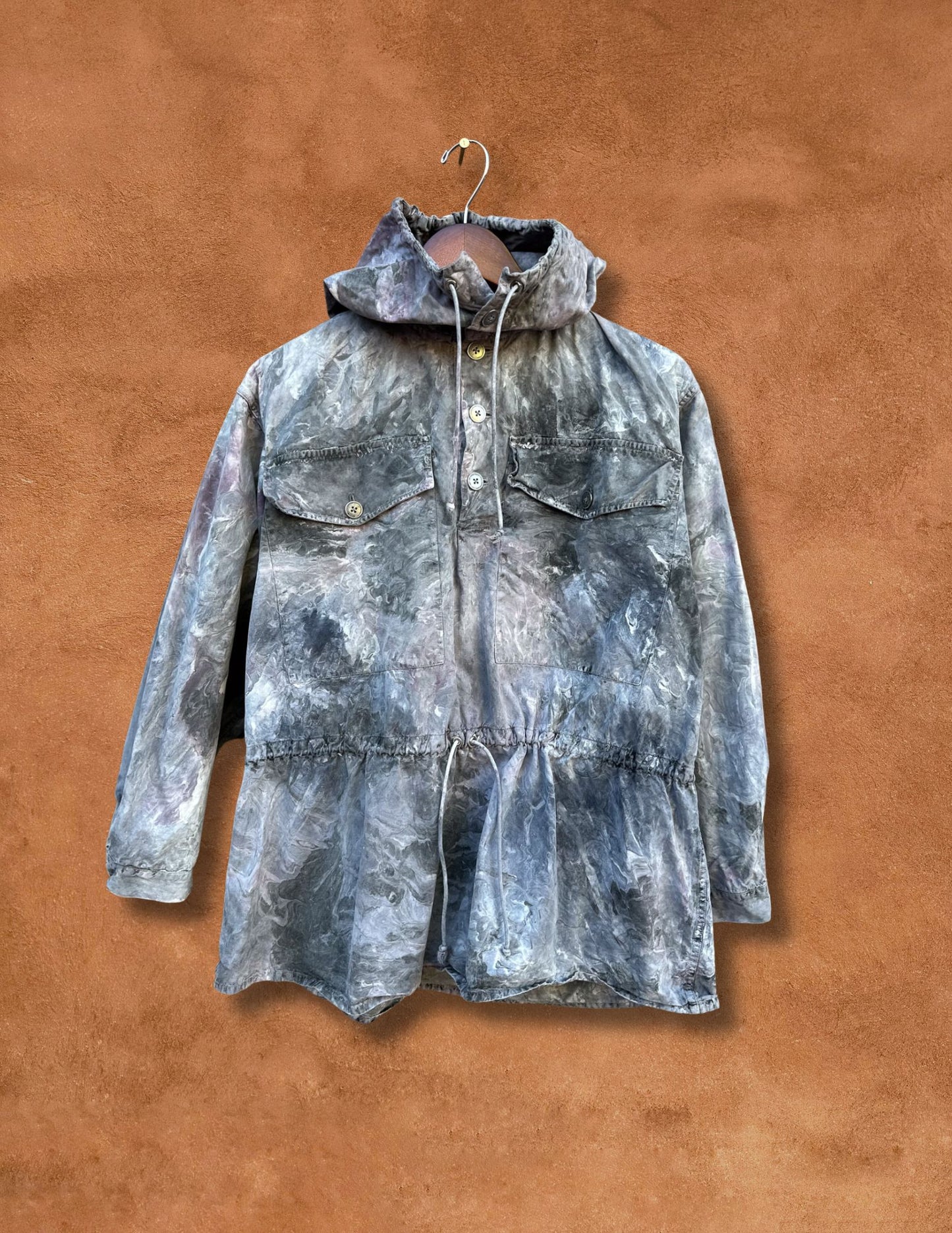 + Upcycled Vintage Marbleized Cotton Anorak +