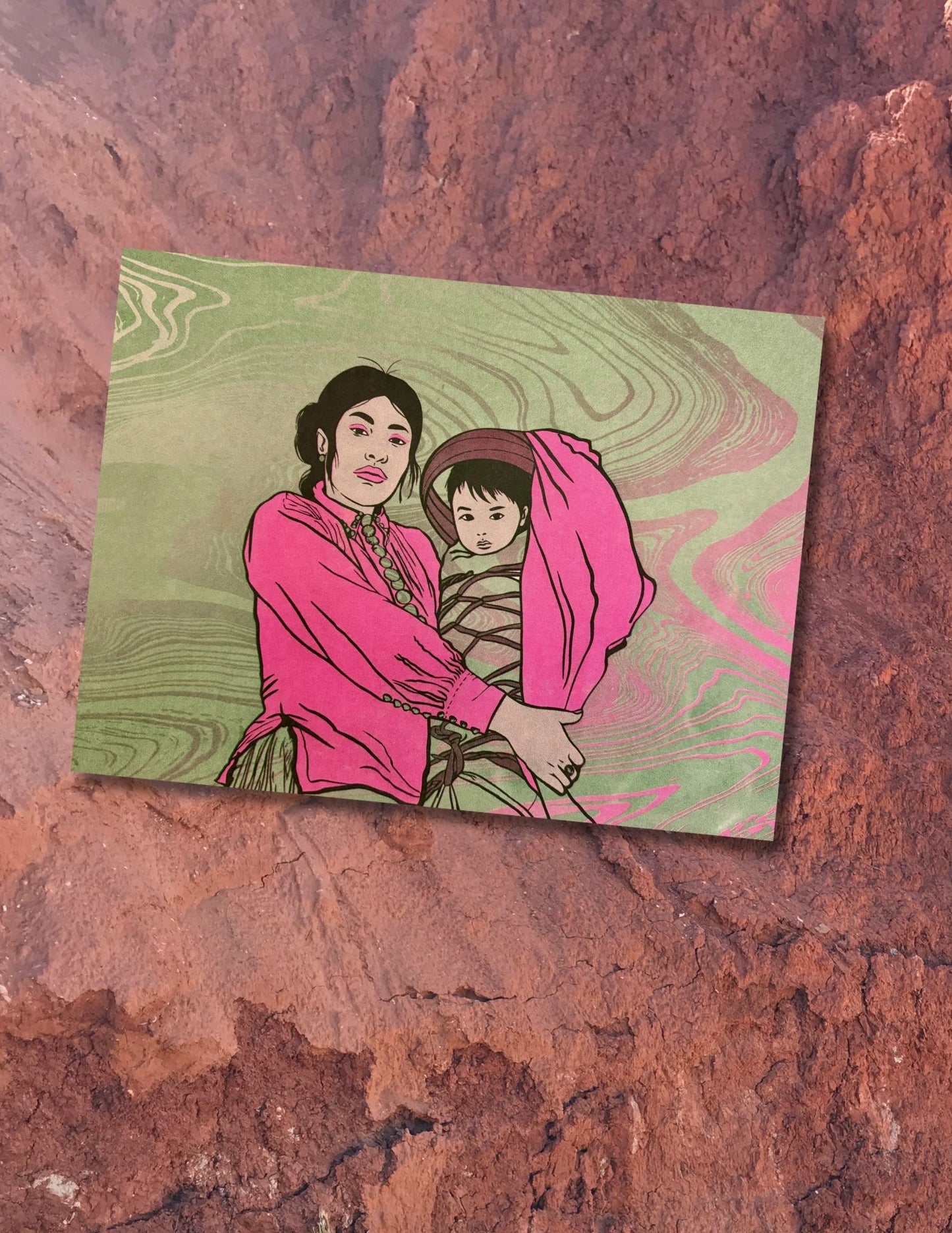 "M & Mom" Risograph Print by Diné Artist Vanessa Bowen