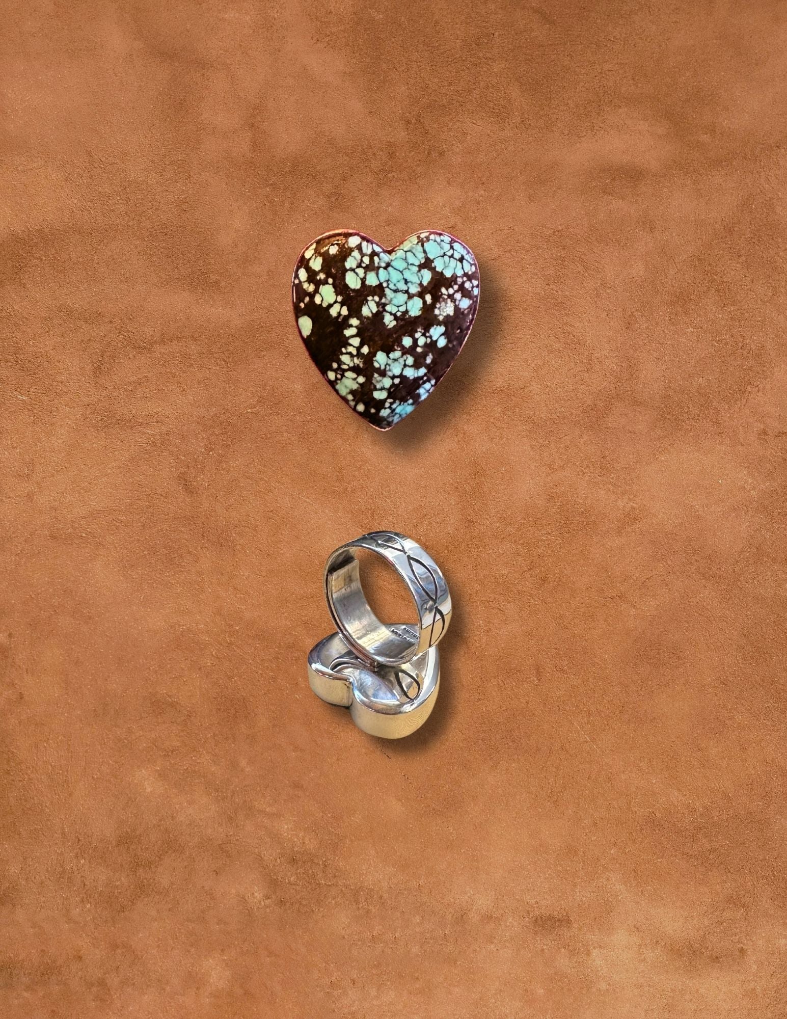 Navajo Made Turquoise Heart Ring