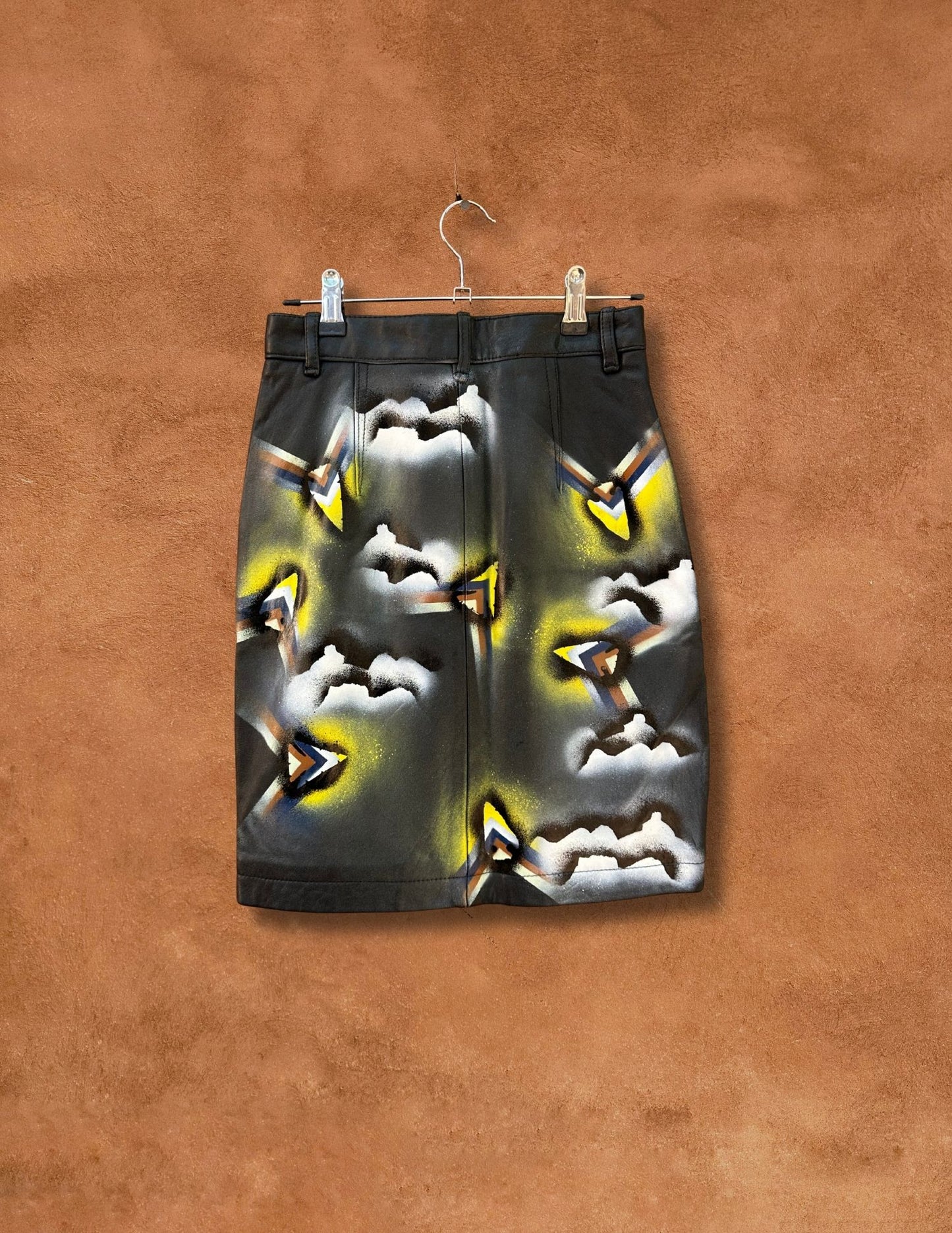 Upcycled Vintage Handpainted Leather Skirt by Christopher Porter