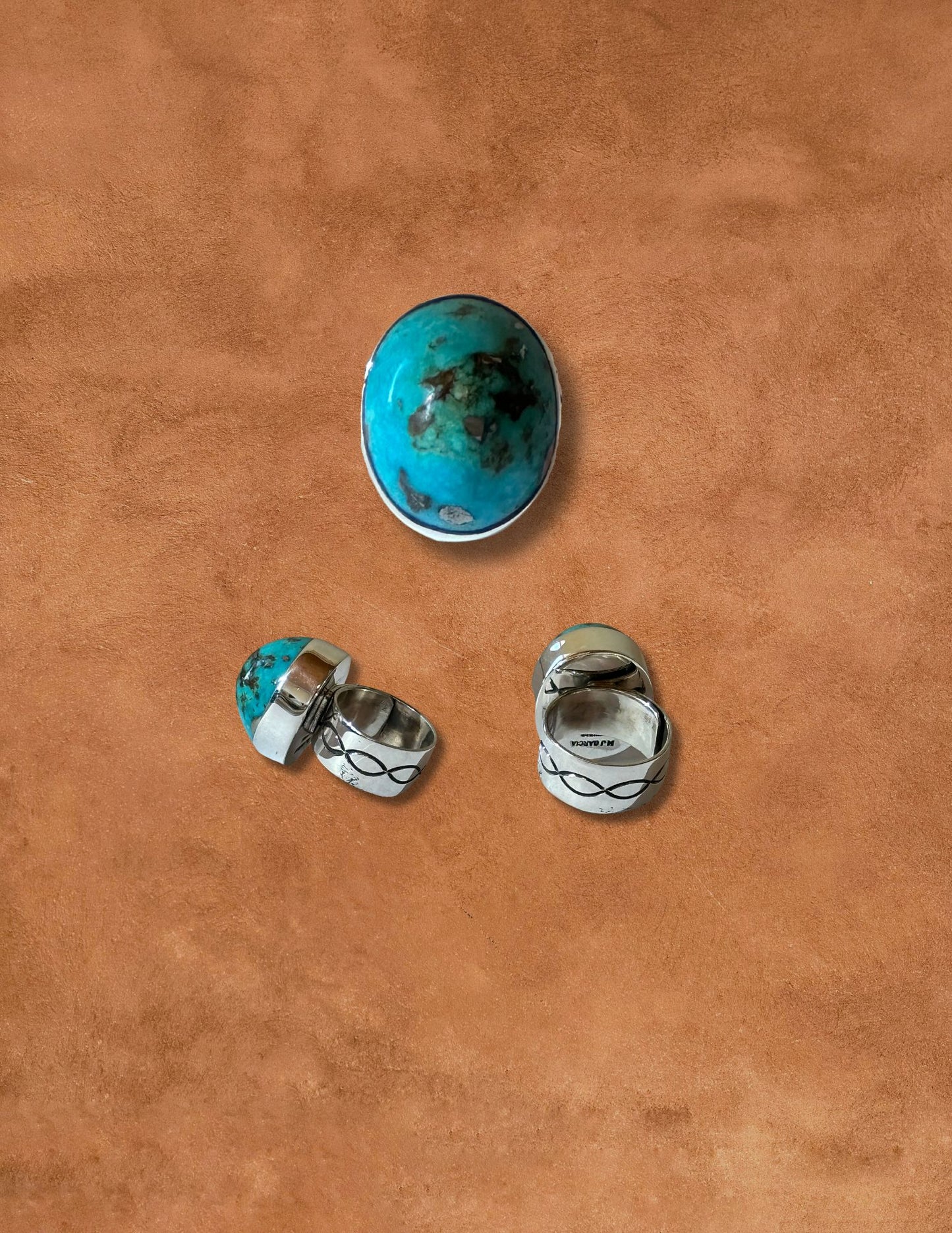 Navajo Made Turquoise Large Nugget Rings