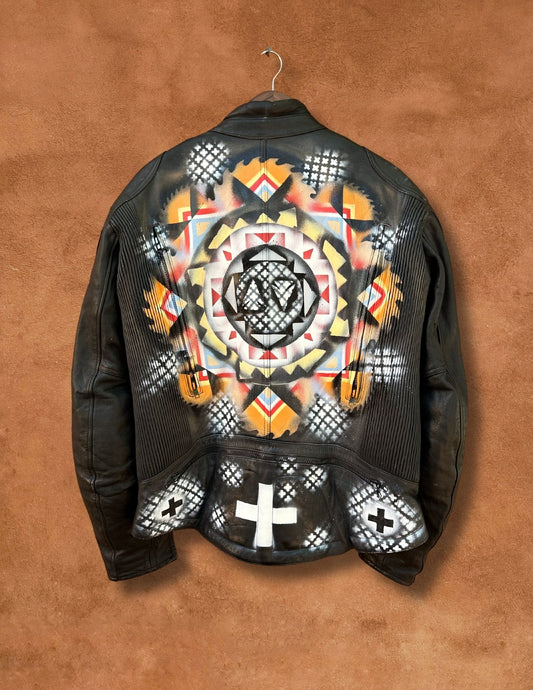 Upcycled Vintage Handpainted Motorcycle Jacket by Christopher Porter