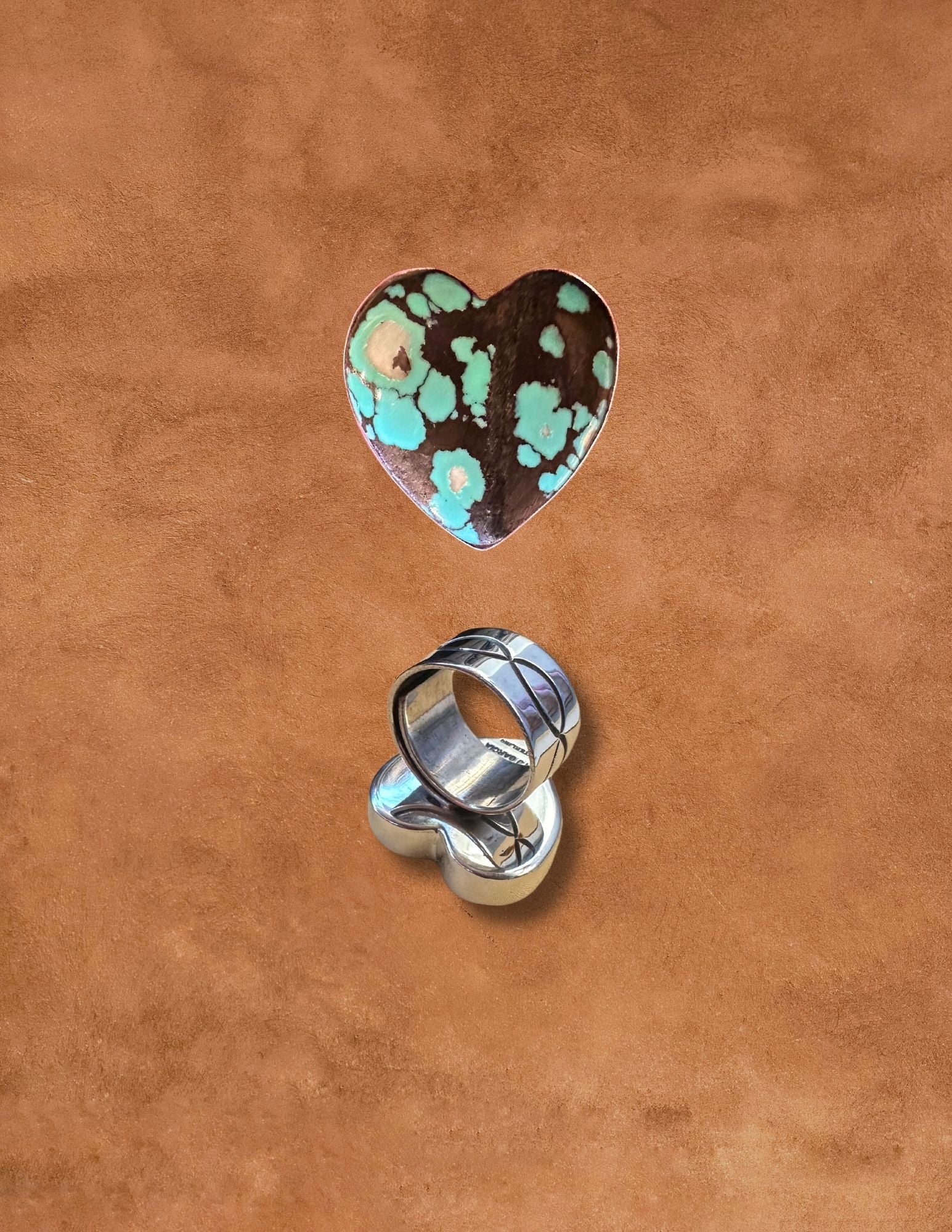 Navajo Made Turquoise Heart Ring