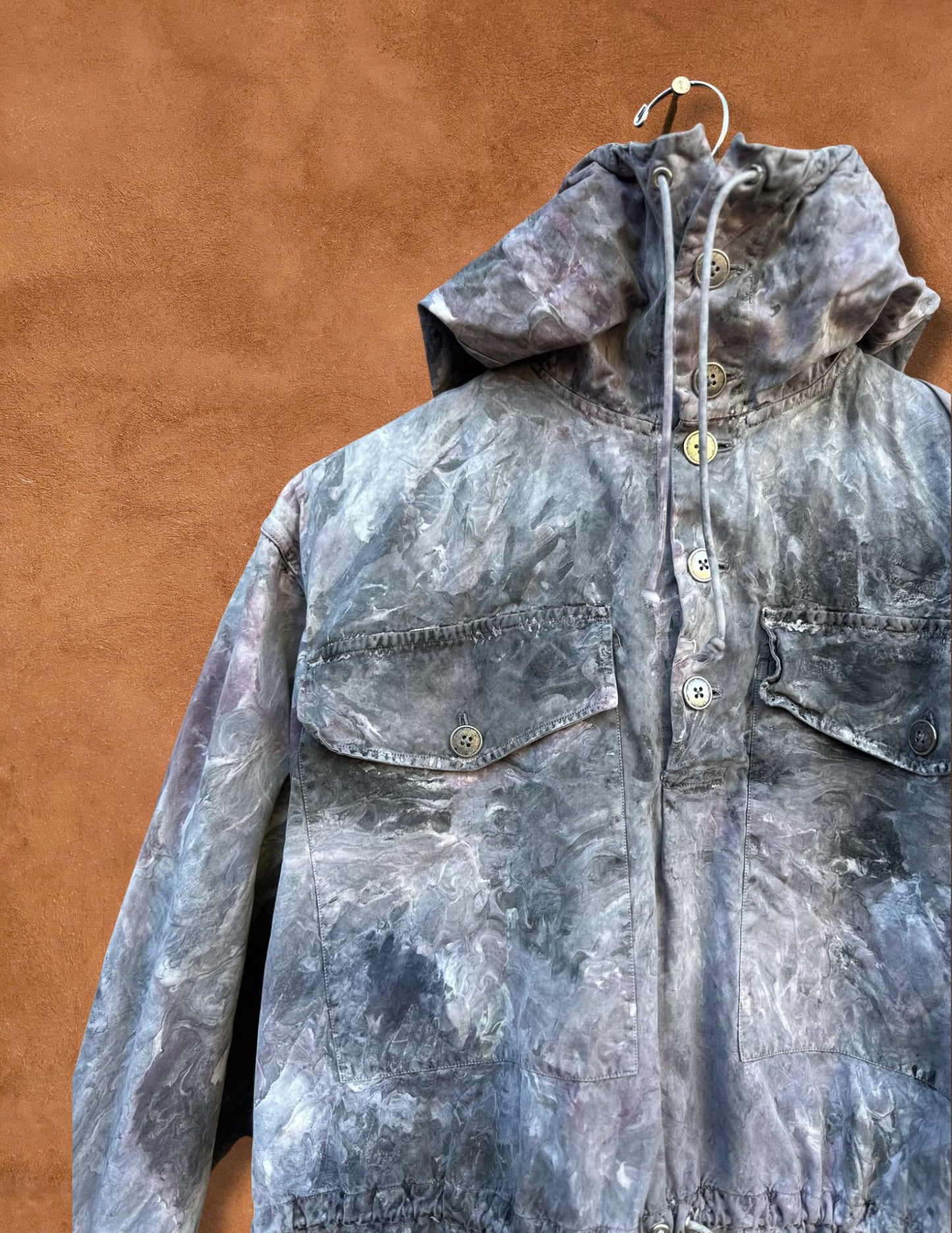 + Upcycled Vintage Marbleized Cotton Anorak +