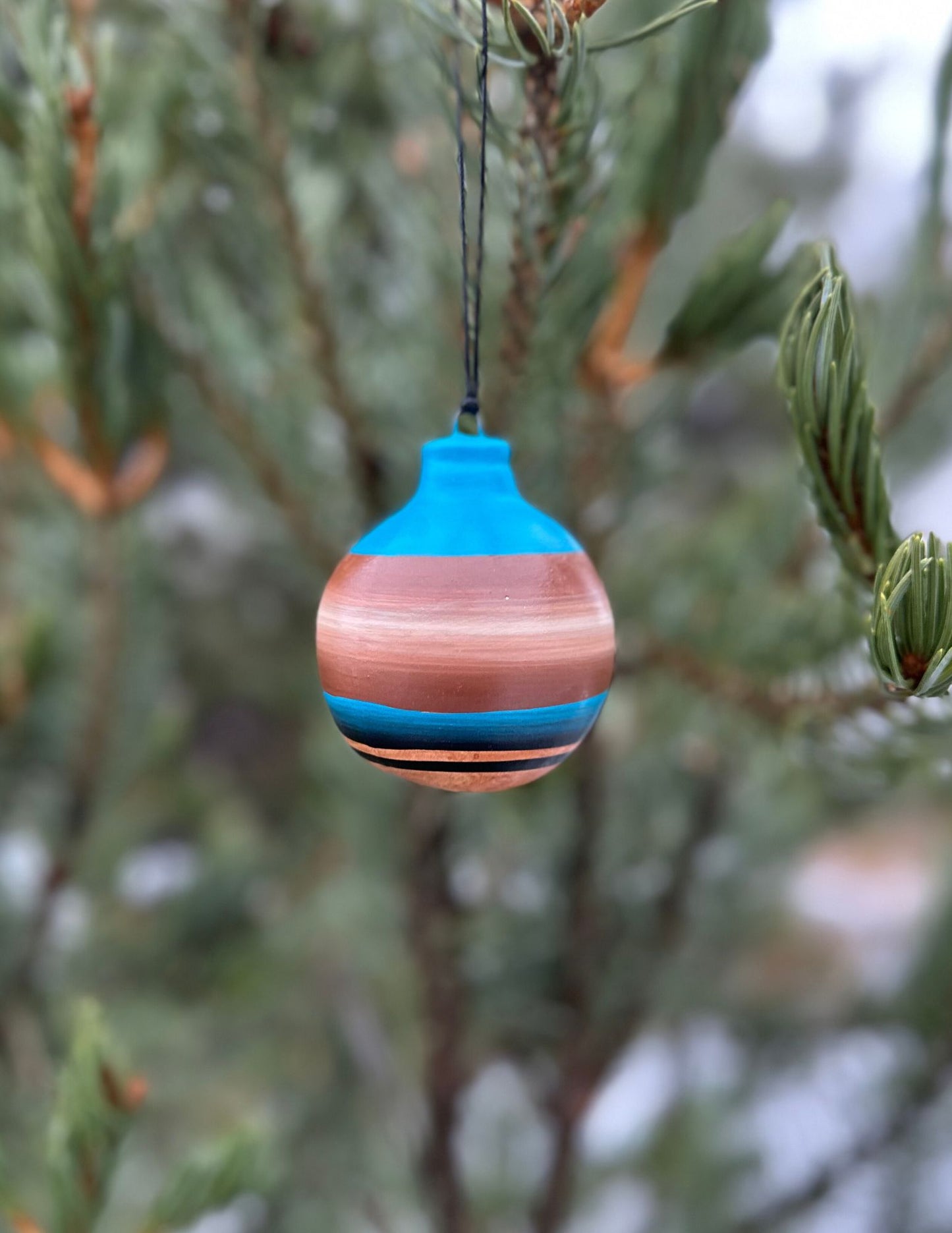 Navajo Made Handpainted Clay Ornaments-Bear Stripe (Shash)