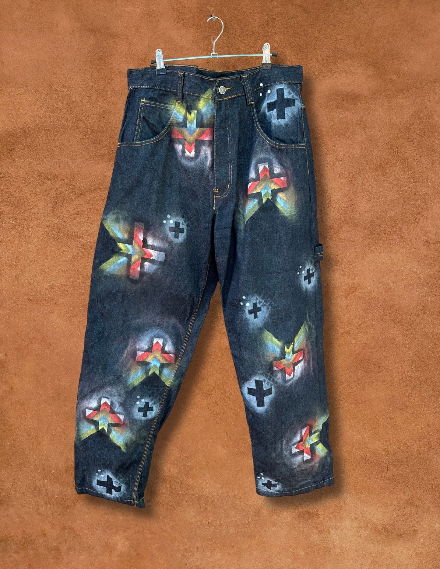 Upcycled Vintage Handpainted 90s Jeans by Christopher Porter