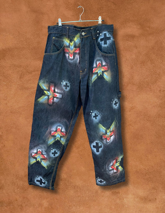 Upcycled Vintage Handpainted 90s Jeans by Christopher Porter