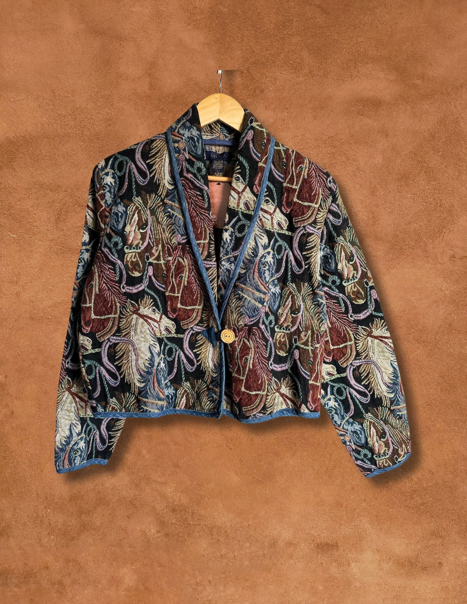 VINTAGE 80S TAPESTRY HORSE JACKET