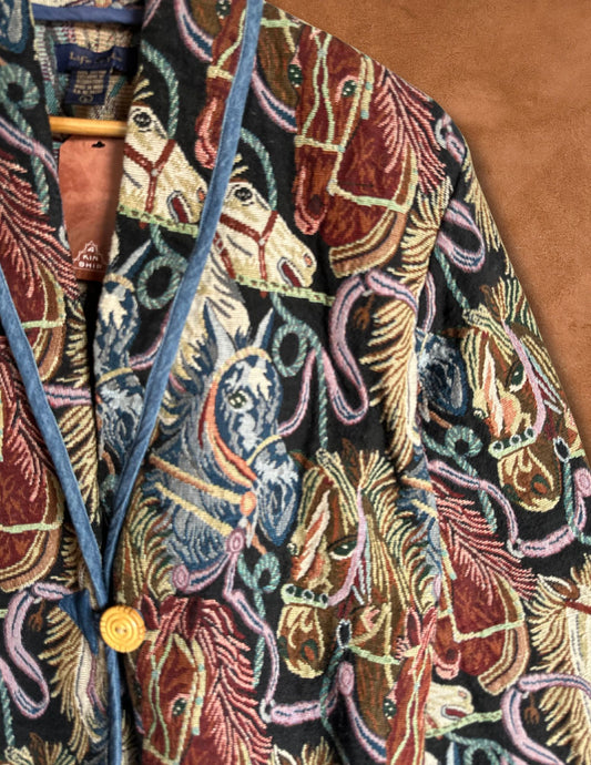 VINTAGE 80S TAPESTRY HORSE JACKET