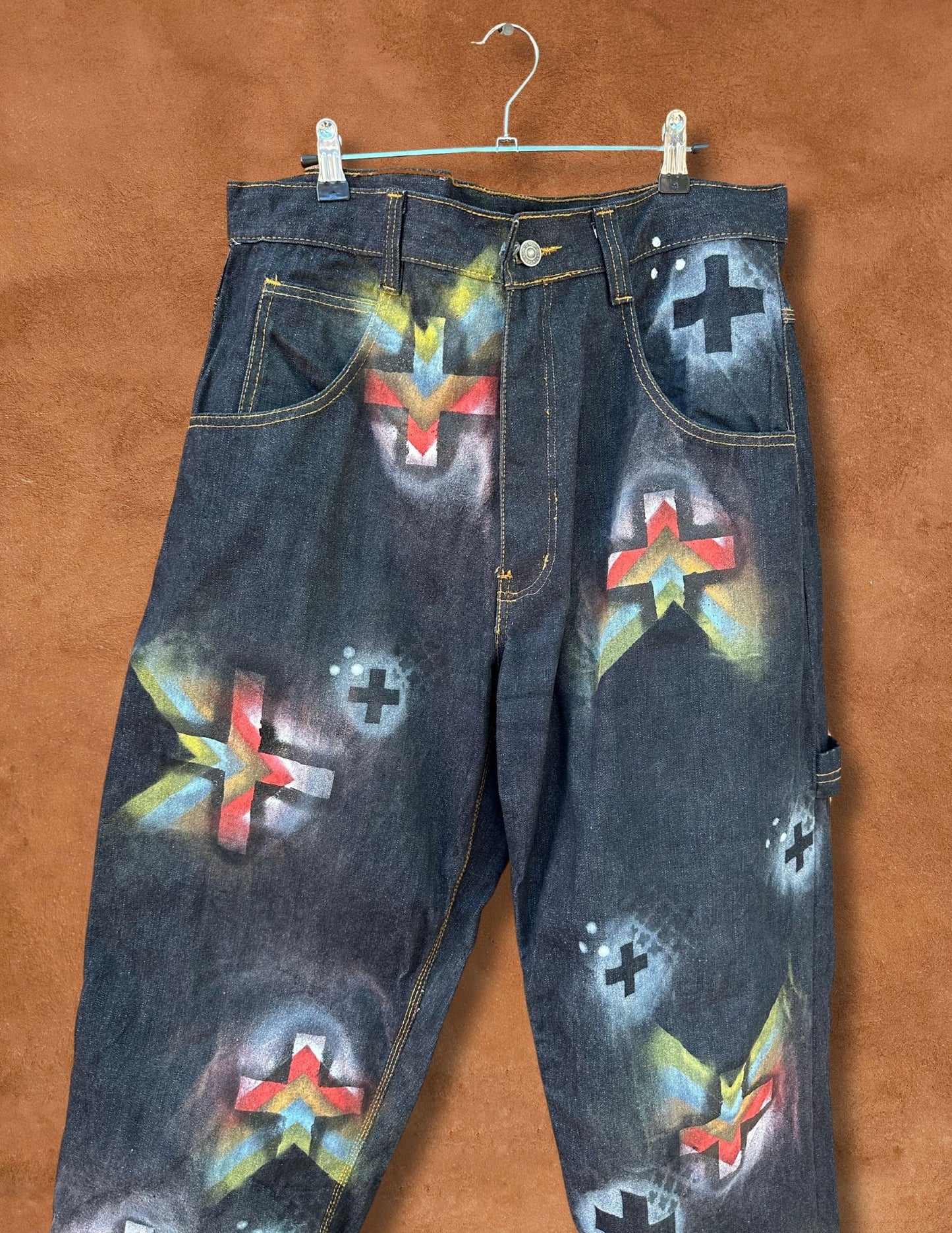 Upcycled Vintage Handpainted 90s Jeans by Christopher Porter