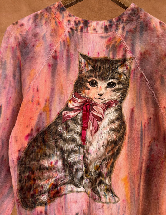 CAT LADY Upcycled Vintage 80s Cat Sweatshirt