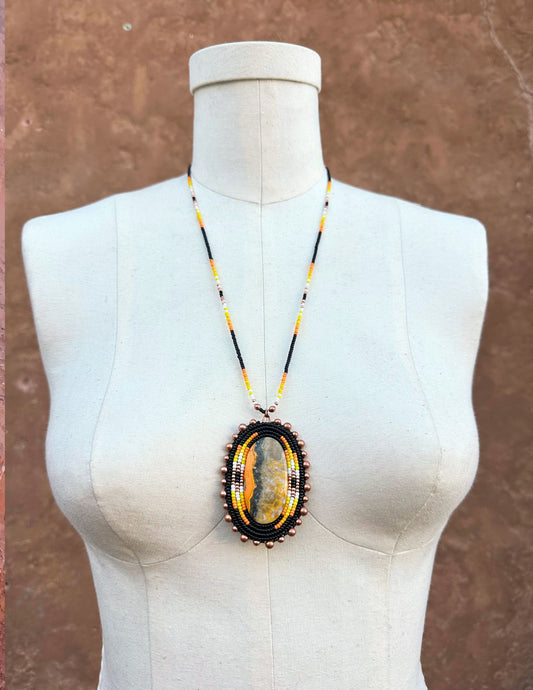 Bumblebee Jasper Beaded Necklas by Nicholas Pope