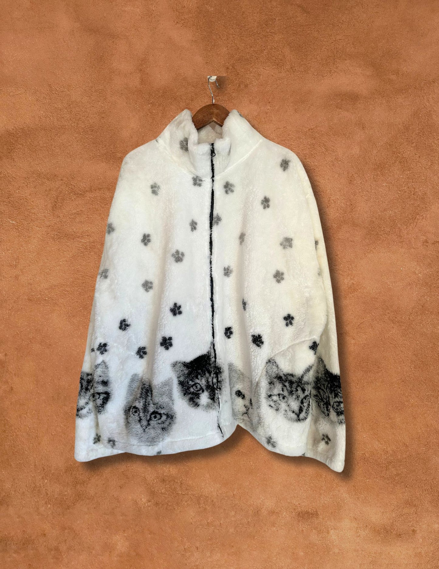 CAT LADY Vintage 80s Cat Polarfleece Jacket