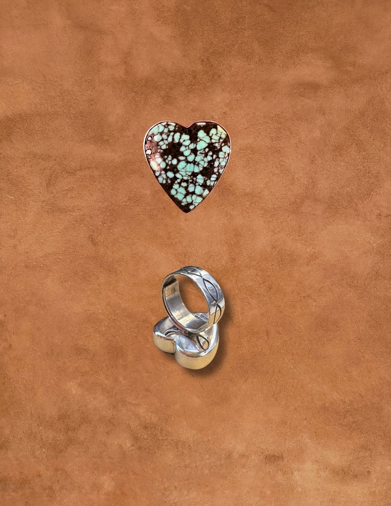 Navajo Made Turquoise Heart Ring