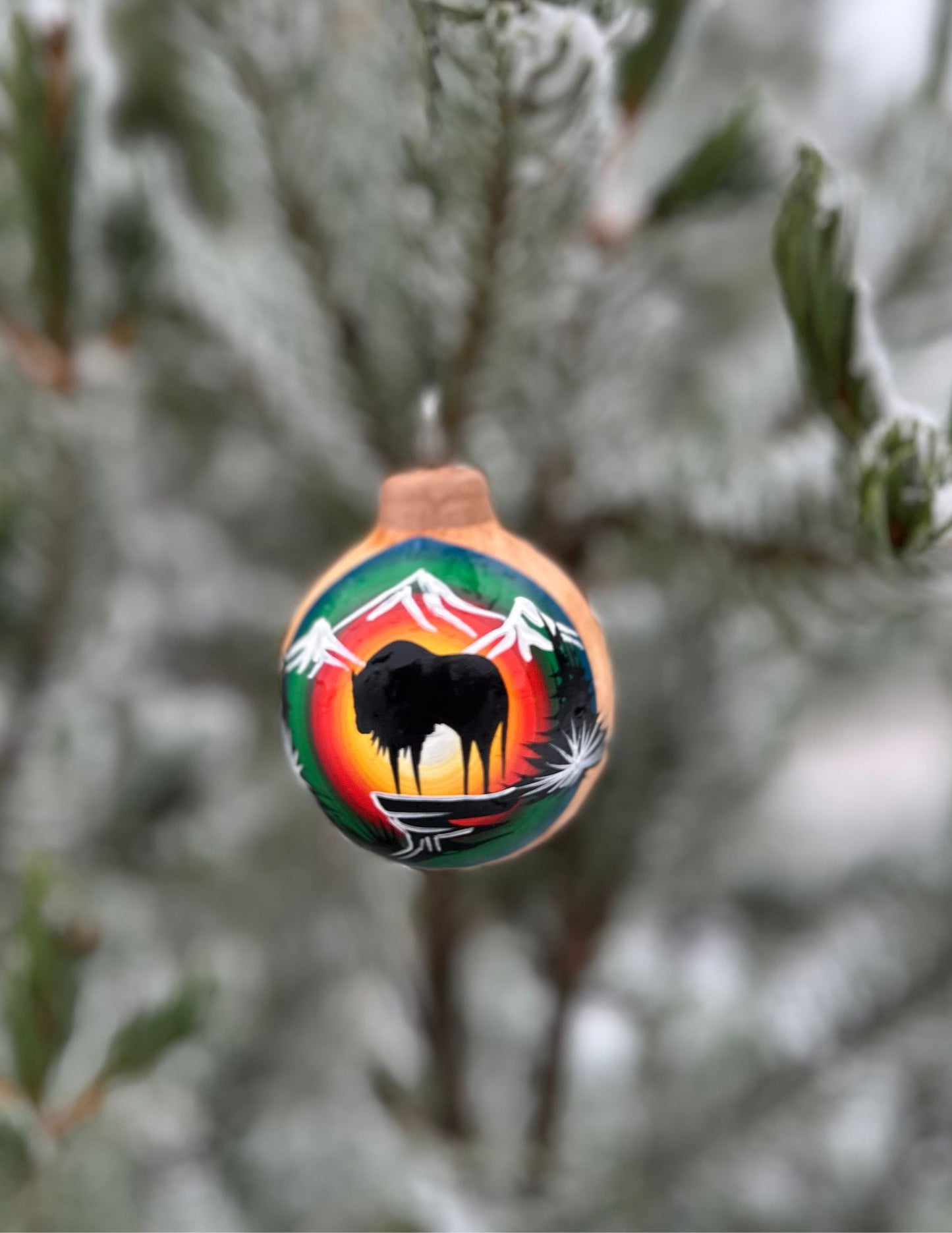 Navajo Made Handpainted Clay Ornaments-Buffalo (Ayaaní)