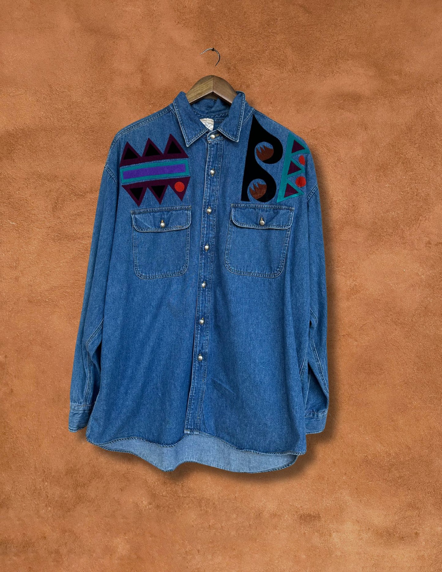 Vintage 80s Southwest Denim Shirt Jacket