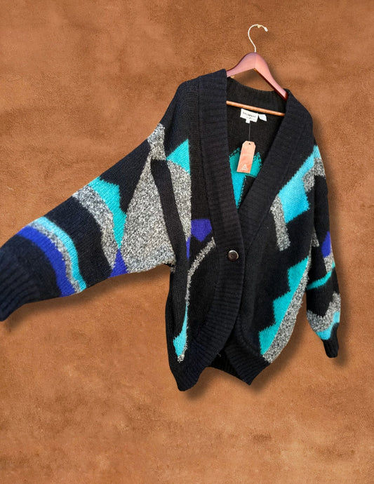 Vintage 80s Geo Dolman Cardigan