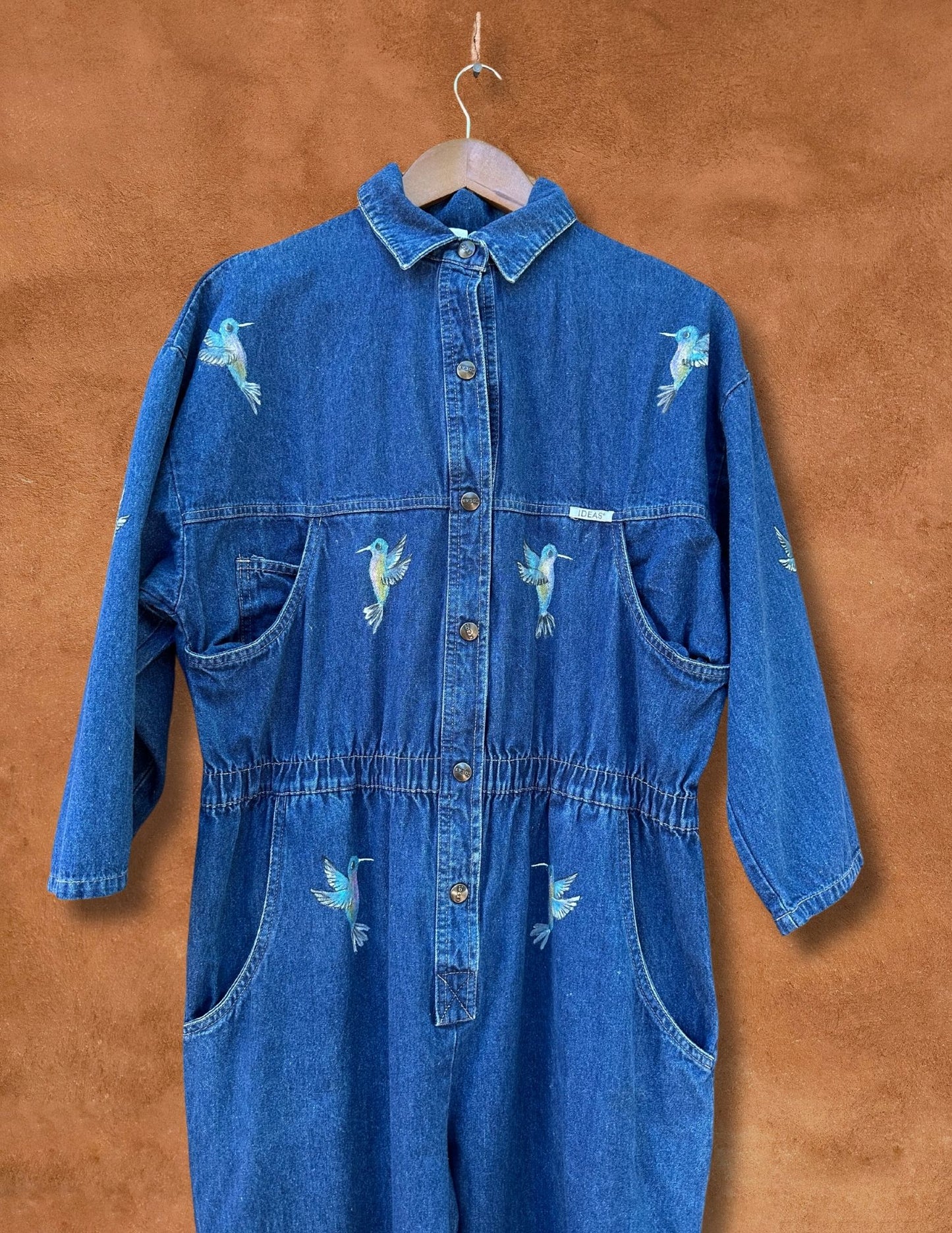 Upcycled Vintage Denim 80s Jumpsuit Handpainted by Emily Jacket