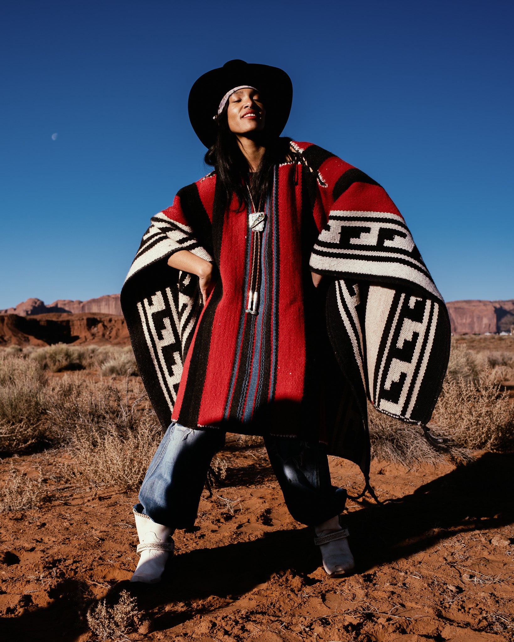 BAD MOON RISING PONCHO by Diné Artist Zefren-M