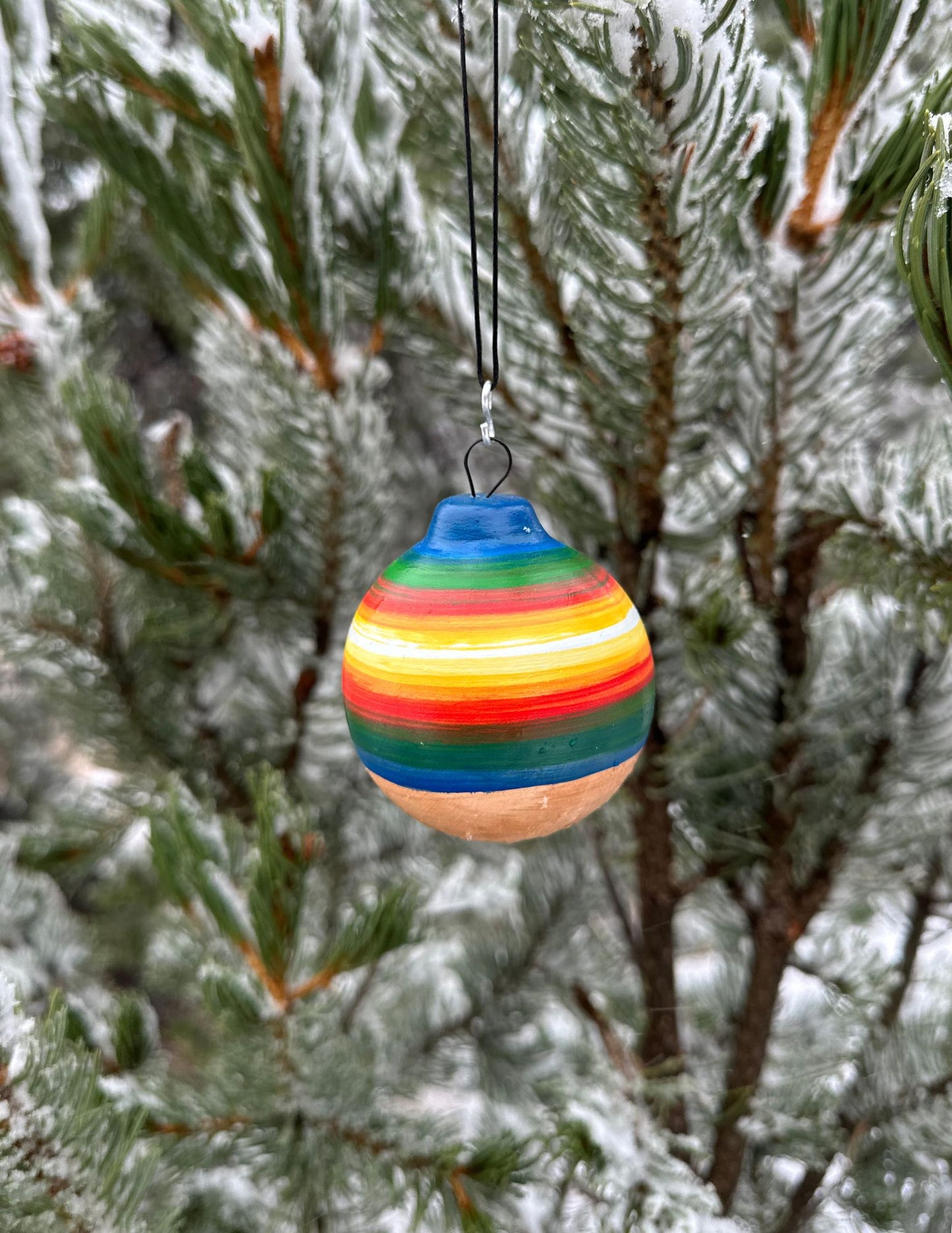 Navajo Made Handpainted Clay Ornaments- Buffalo Stripe (Ayaaní)