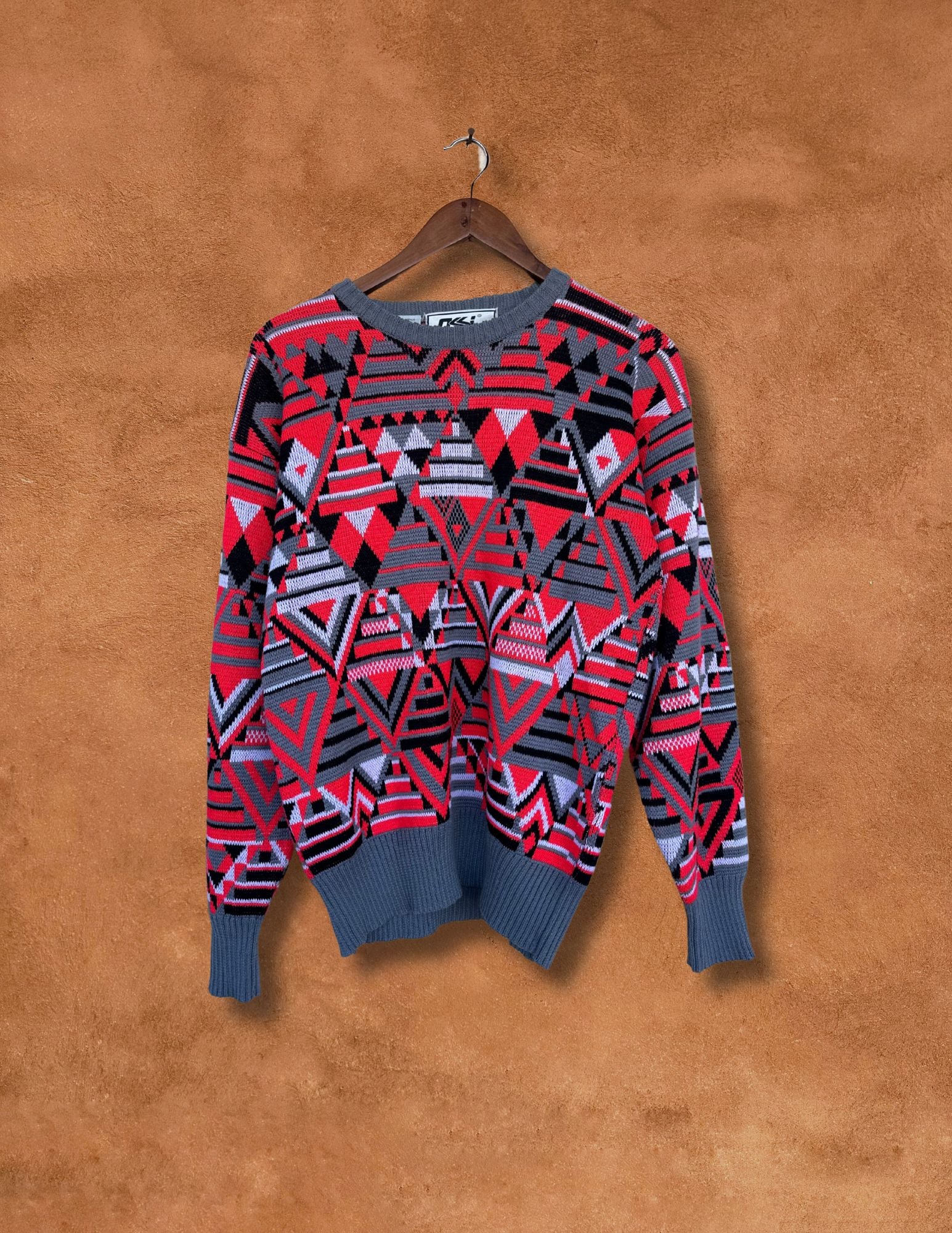 Vintage 80s Geo Print Ski Sweater