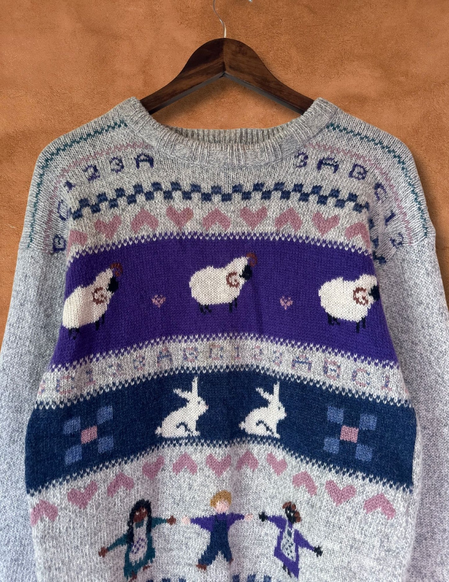 Vintage Sheep Bunny Handknit Sweater