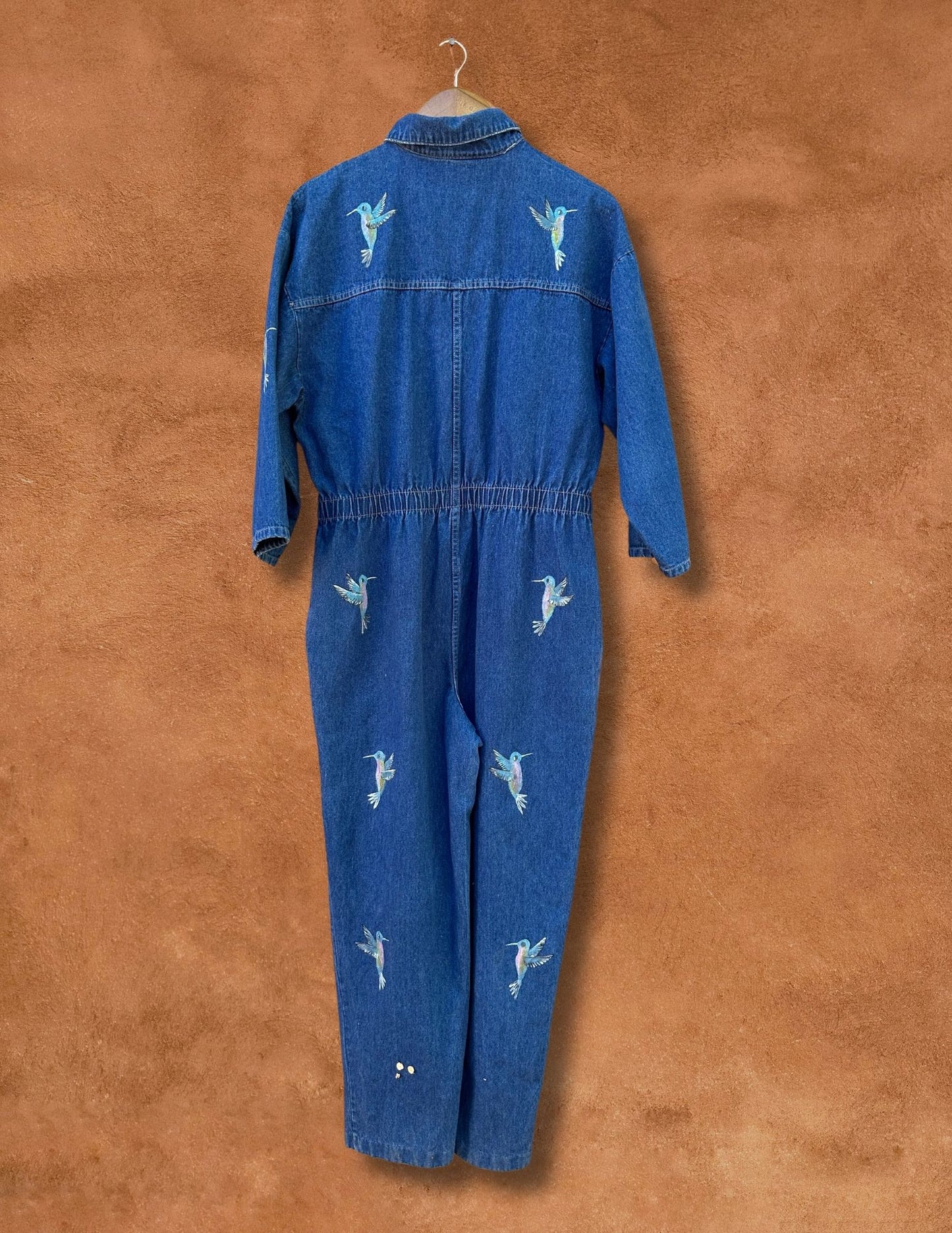 Upcycled Vintage Denim 80s Jumpsuit Handpainted by Emily Jacket