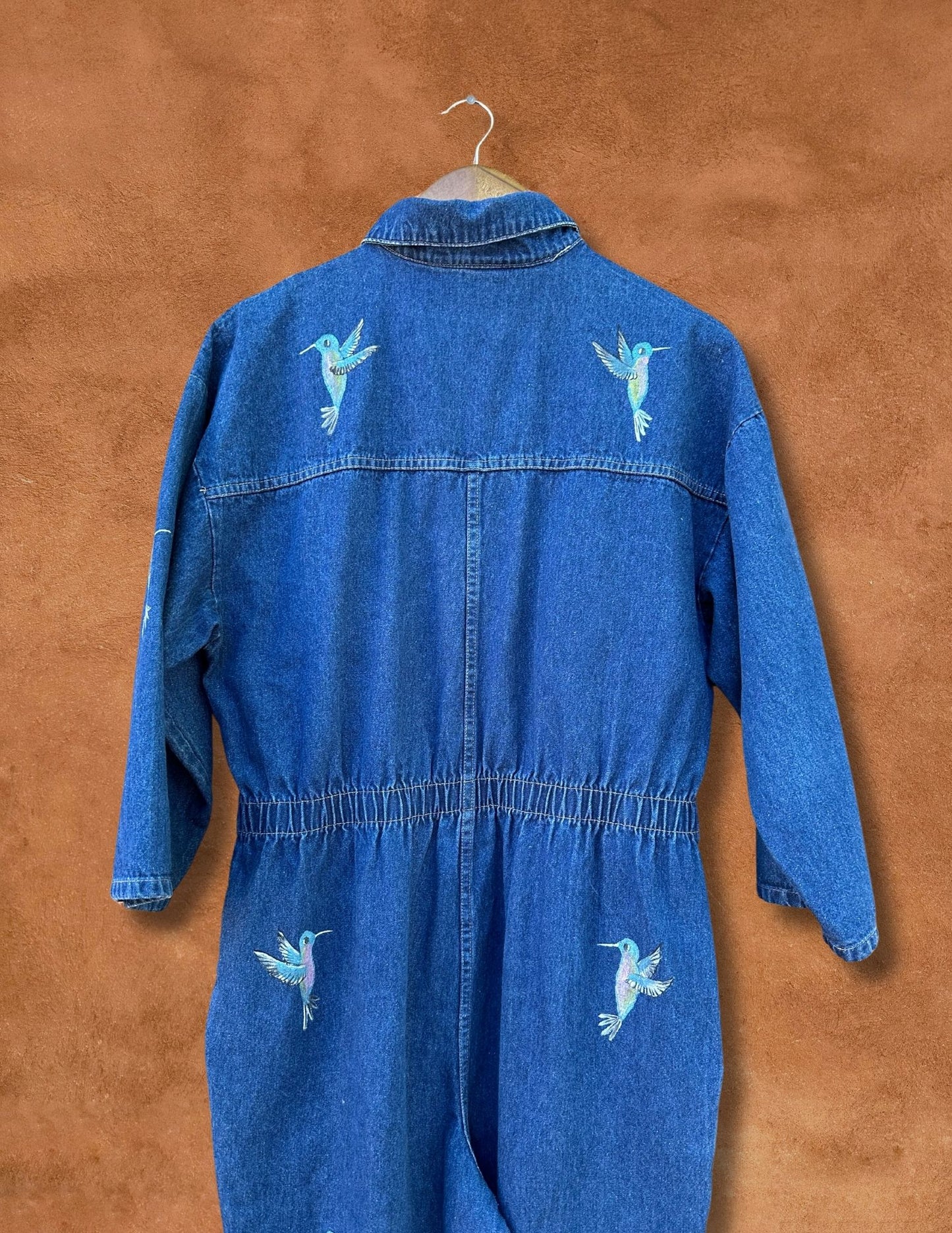 Upcycled Vintage Denim 80s Jumpsuit Handpainted by Emily Jacket