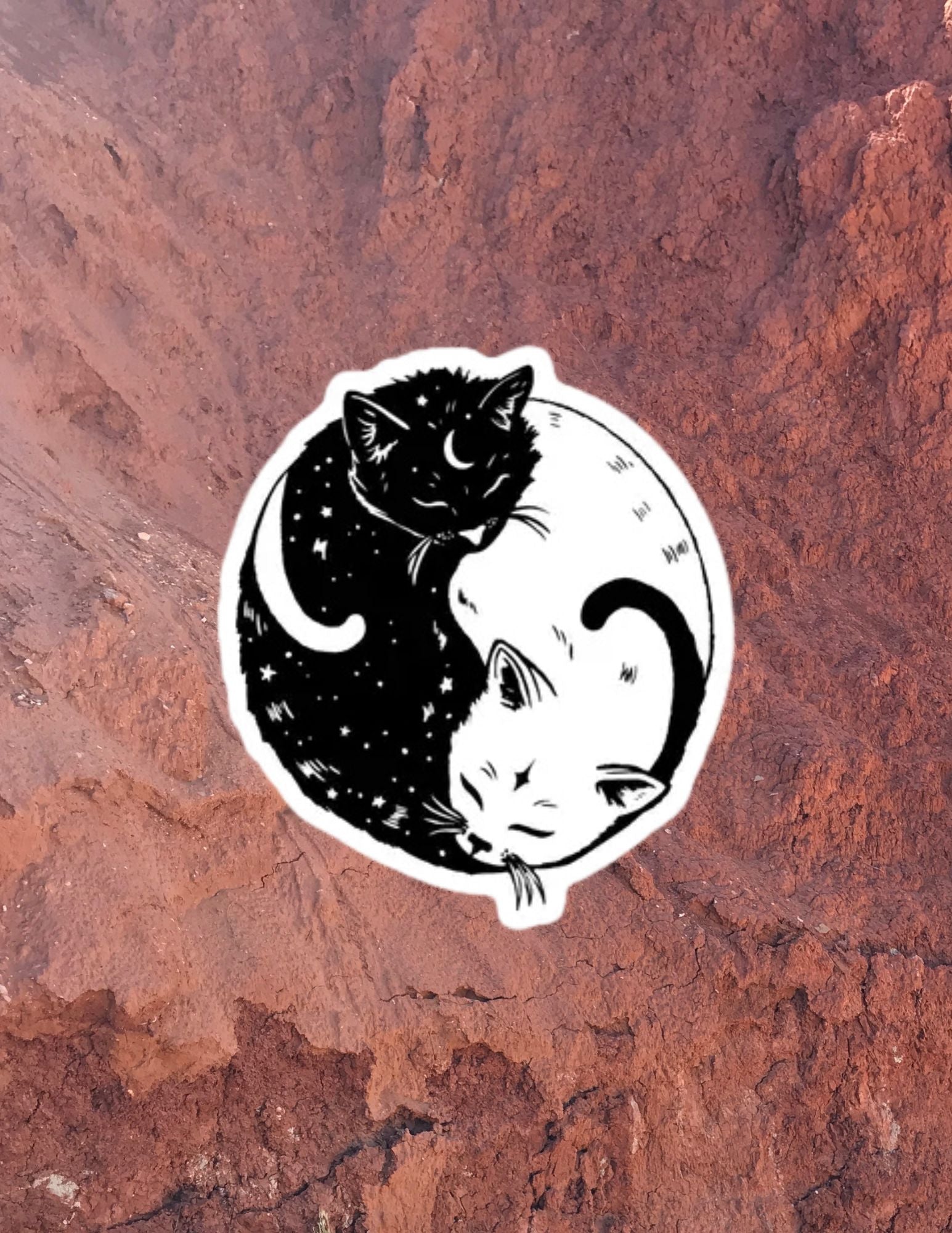 CAT LADY Yin and Yang Cat Sticker