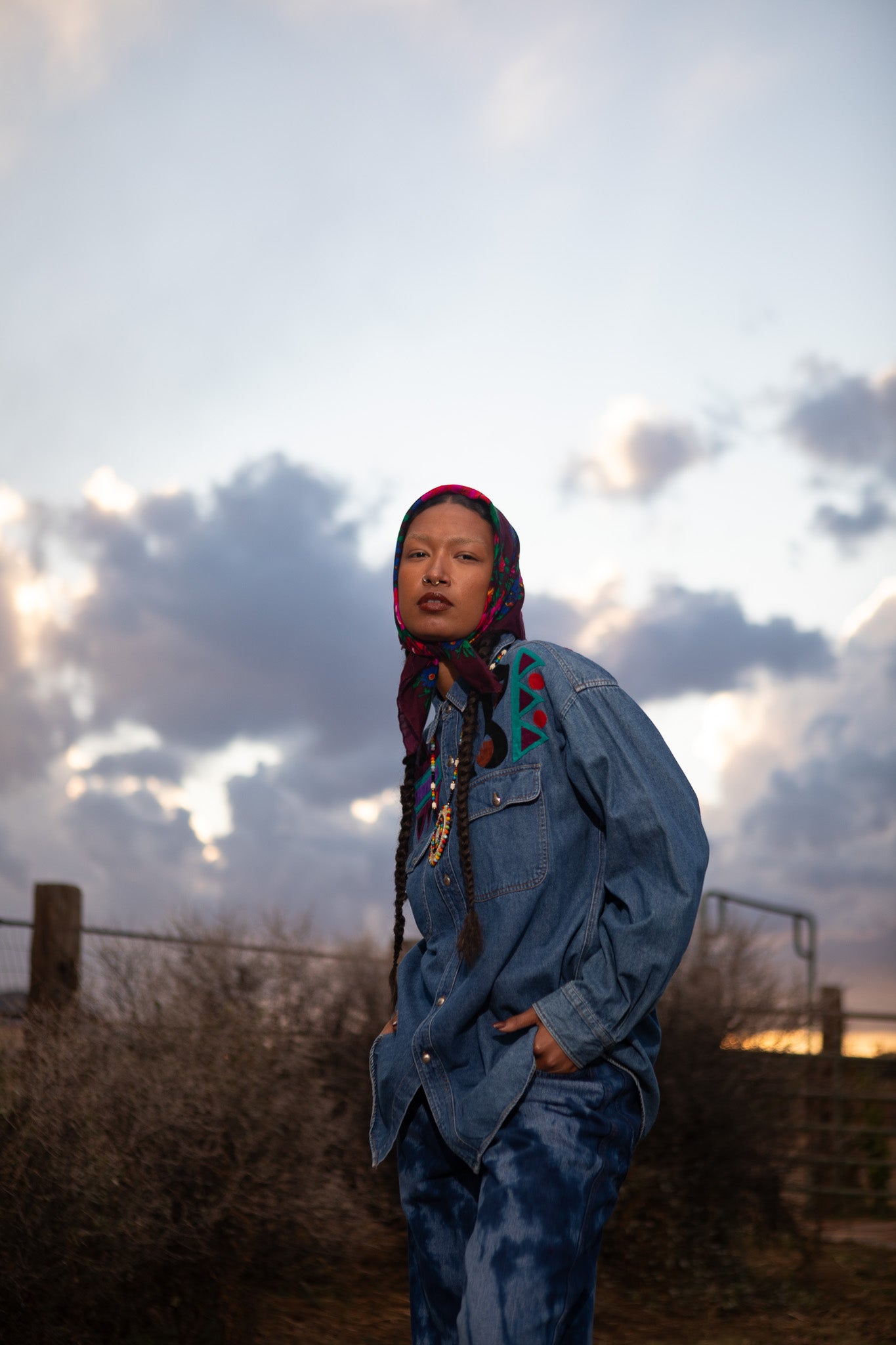 Vintage 80s Southwest Denim Shirt Jacket