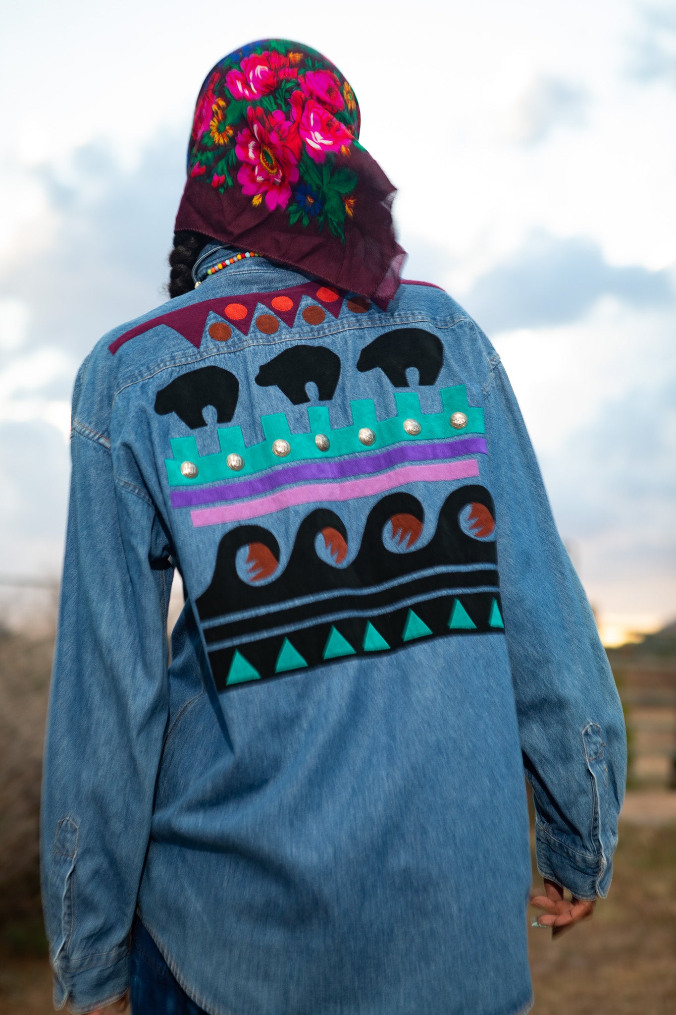 Vintage 80s Southwest Denim Shirt Jacket