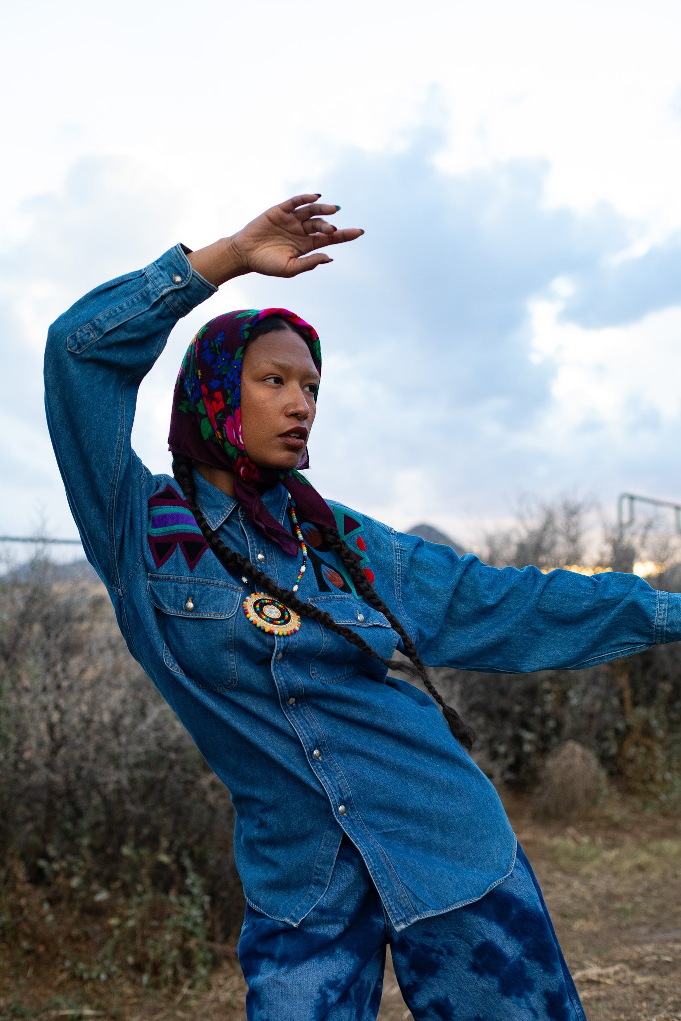 Vintage 80s Southwest Denim Shirt Jacket