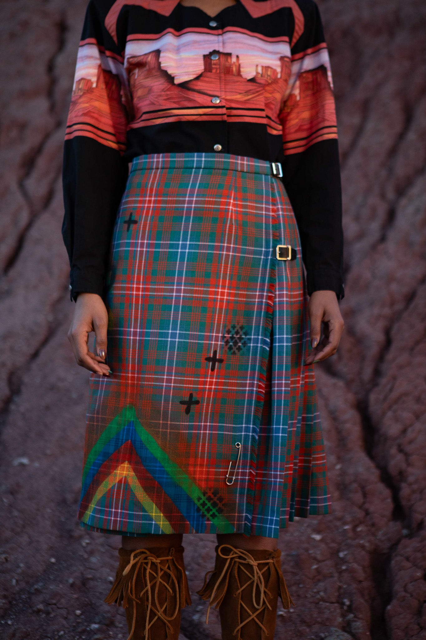 Upcycled Vintage Lochcarron Tartan Kilted Skirt