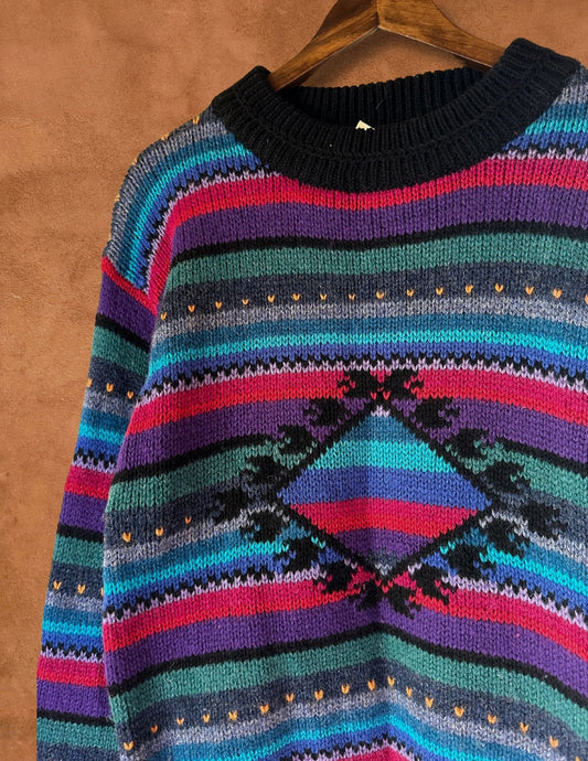 Vintage 80s Geo Stripe Sweater