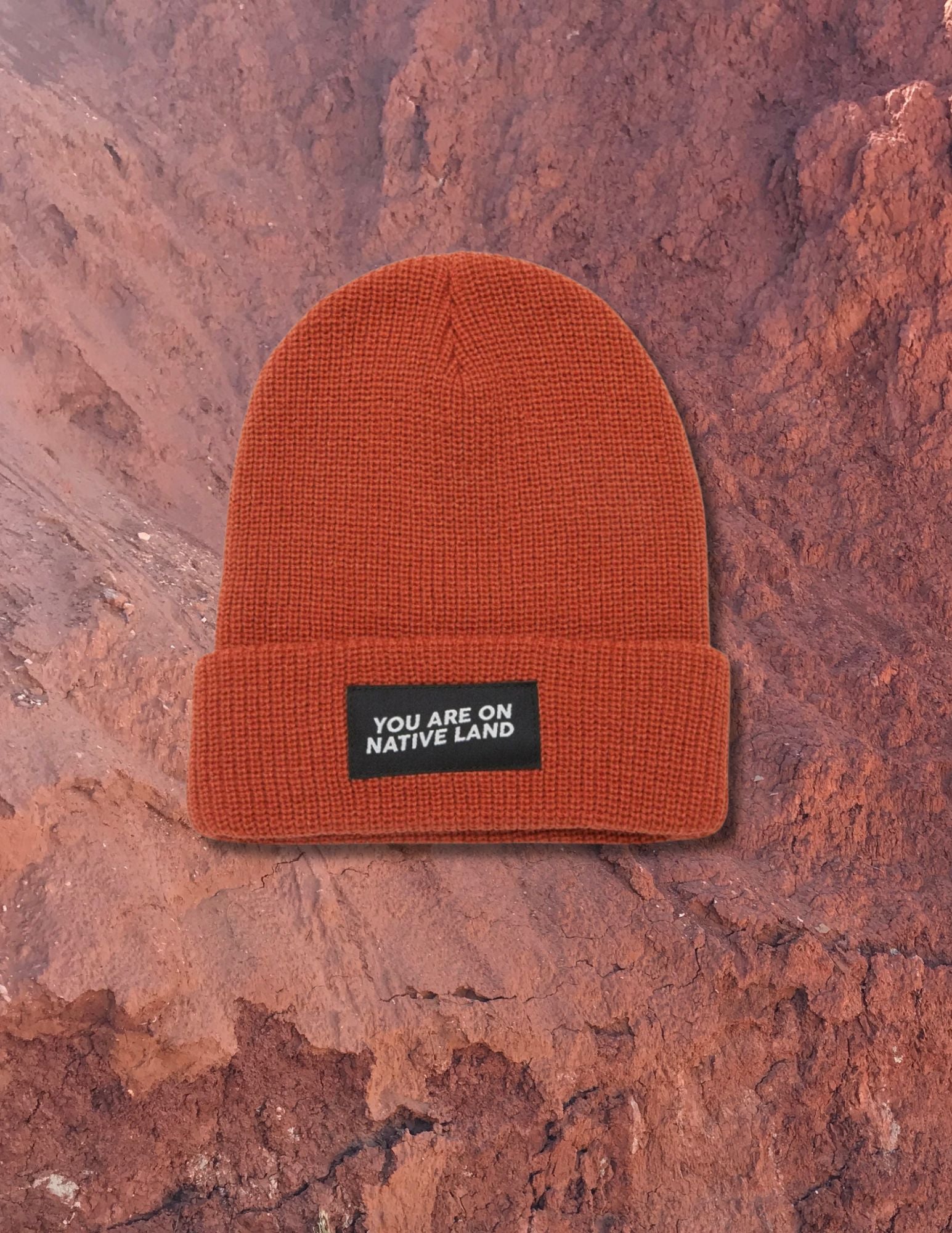 Urban Native "You Are On Native Land" Beanie - Earthen