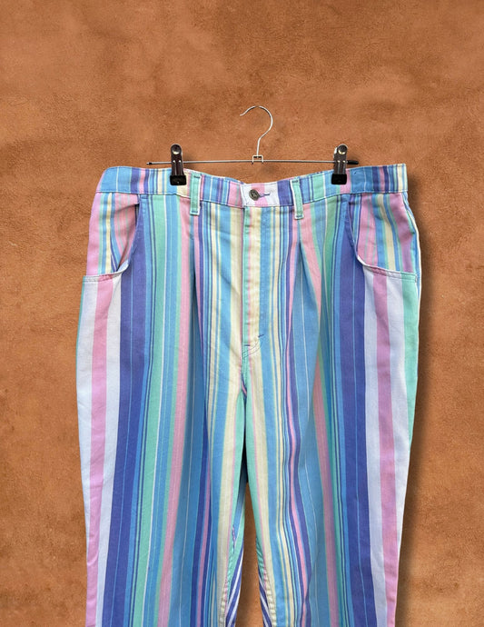 Vintage 80s Striped Jeans- Waist 37