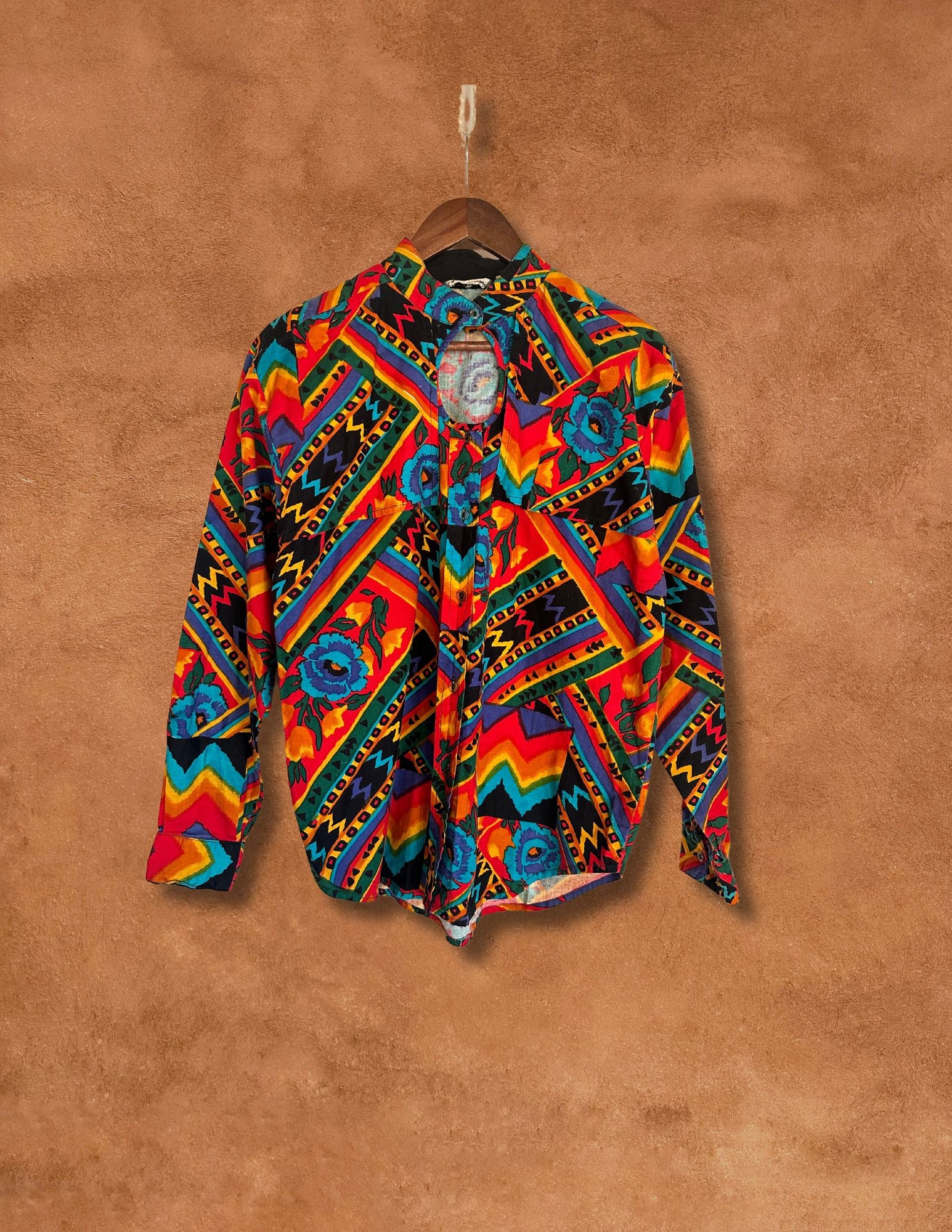 Vintage 80s Technicolor Southwest Rodeo Shirt