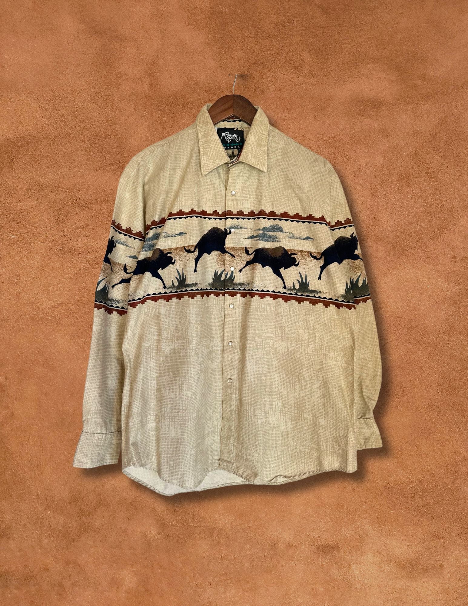 Vintage 80s Open Range Southwest Rodeo Shirt