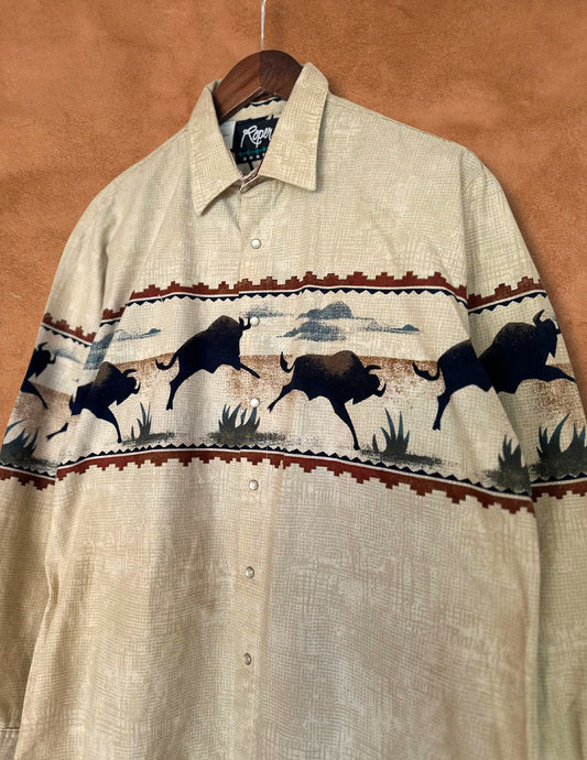 Vintage 80s Open Range Southwest Rodeo Shirt