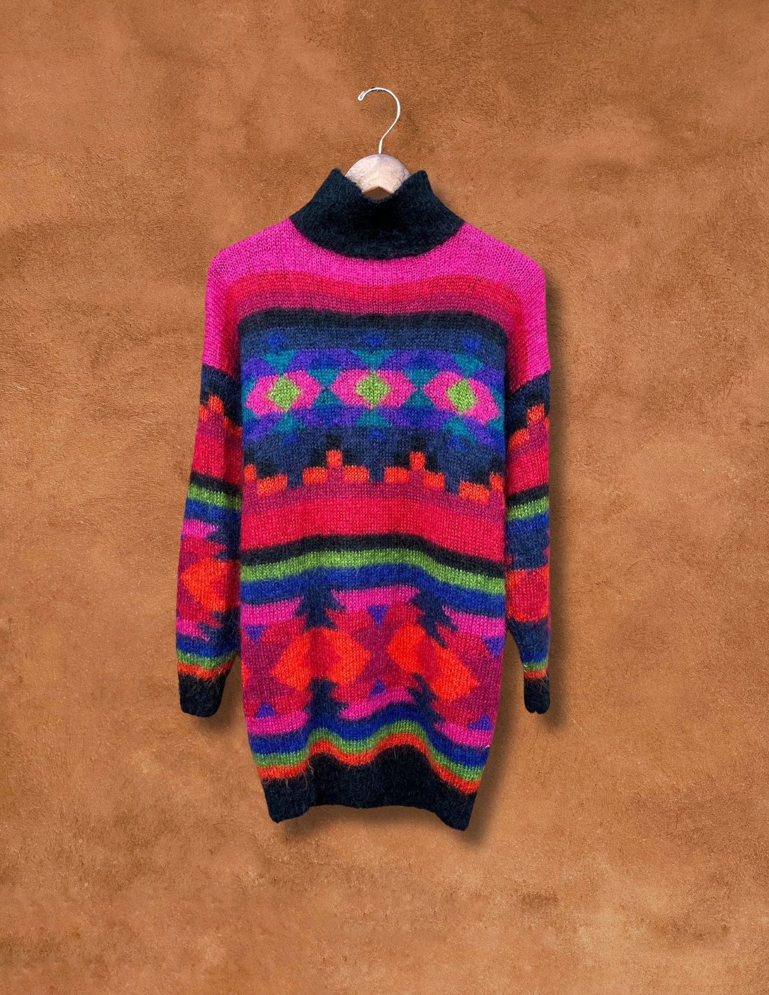 Vintage 80s Handknit Tunic Sweater