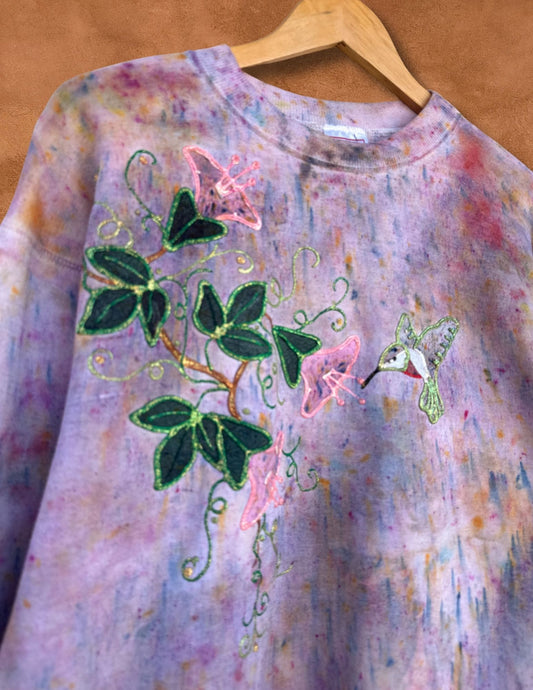 Upcycled Vintage Hummingbird Sweatshirt